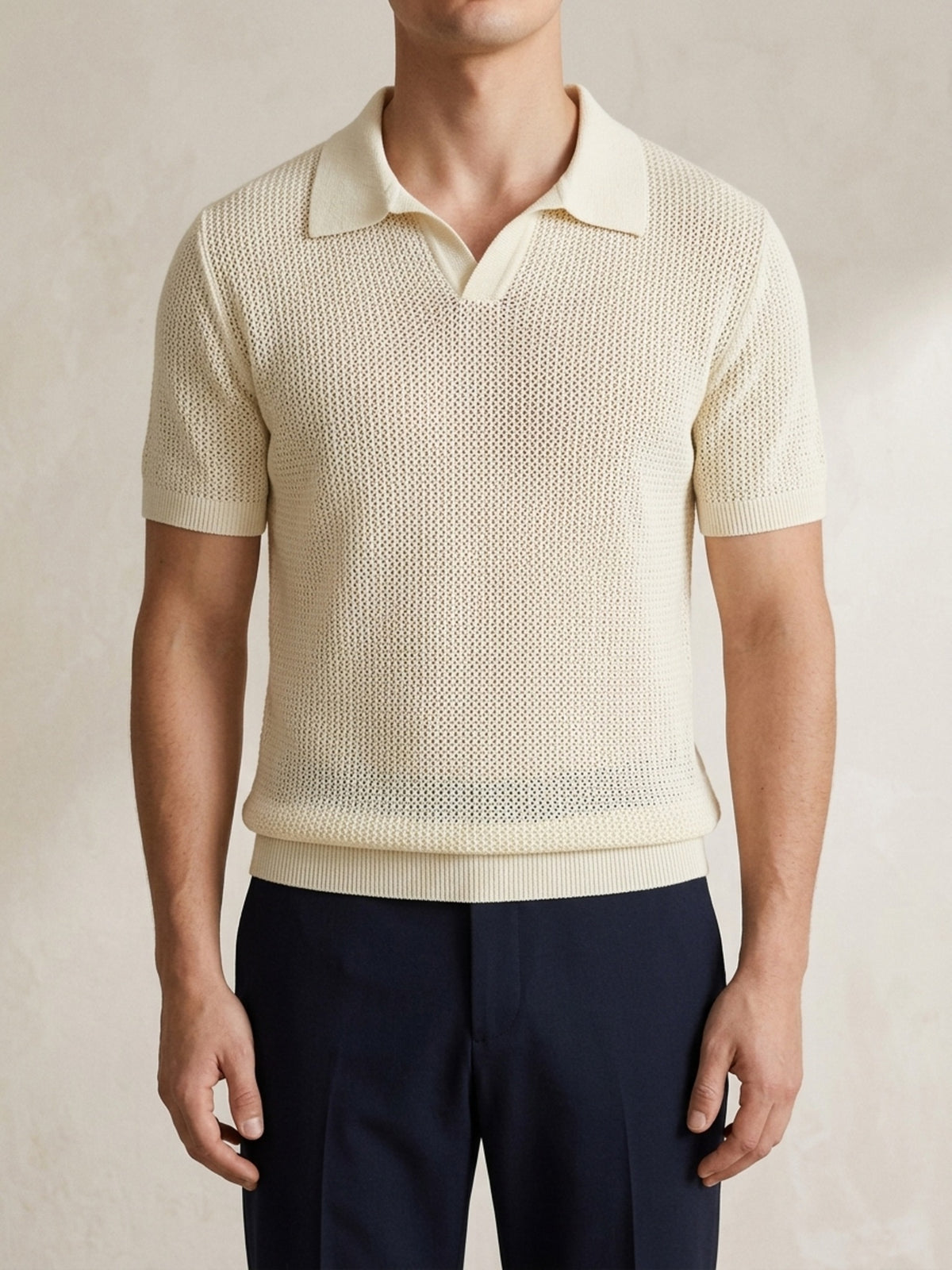Branco | Camisa polo de tricô slim Sartong Genebra branca – peça no corpo, foto de produto