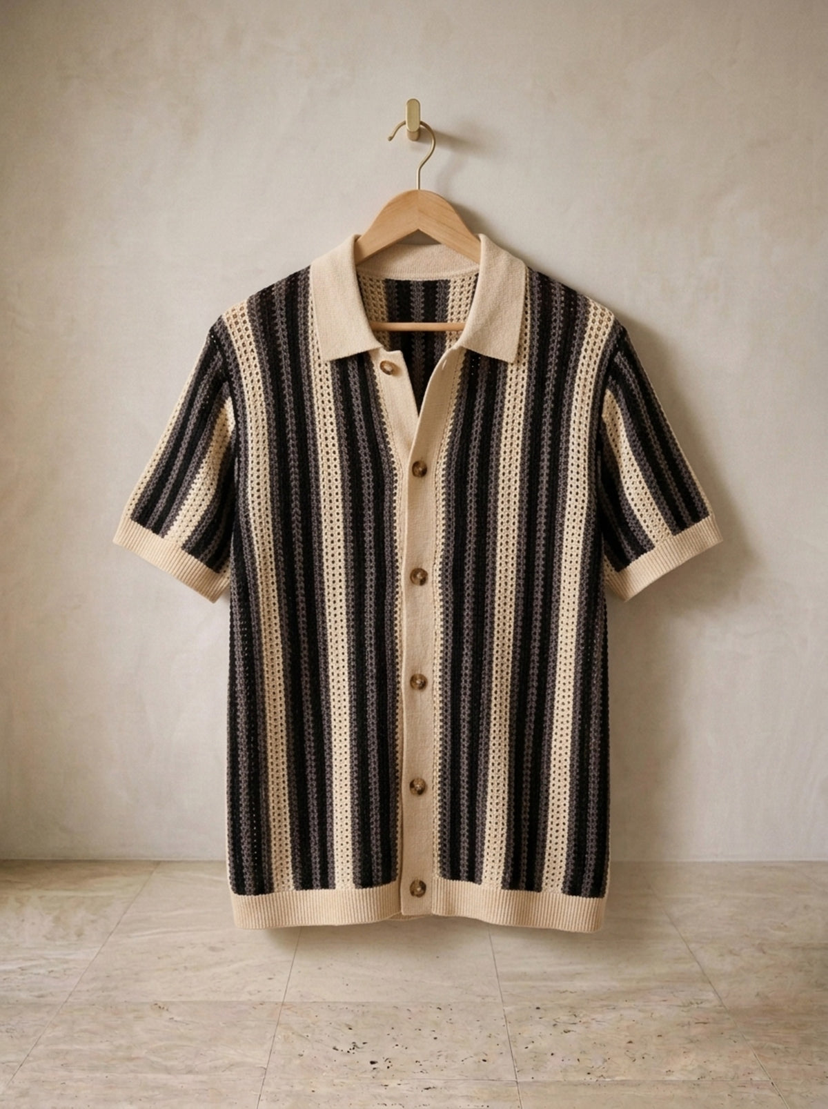 Café | Camisa de tricô listrada Gênova café – peça sozinha, foto de produto