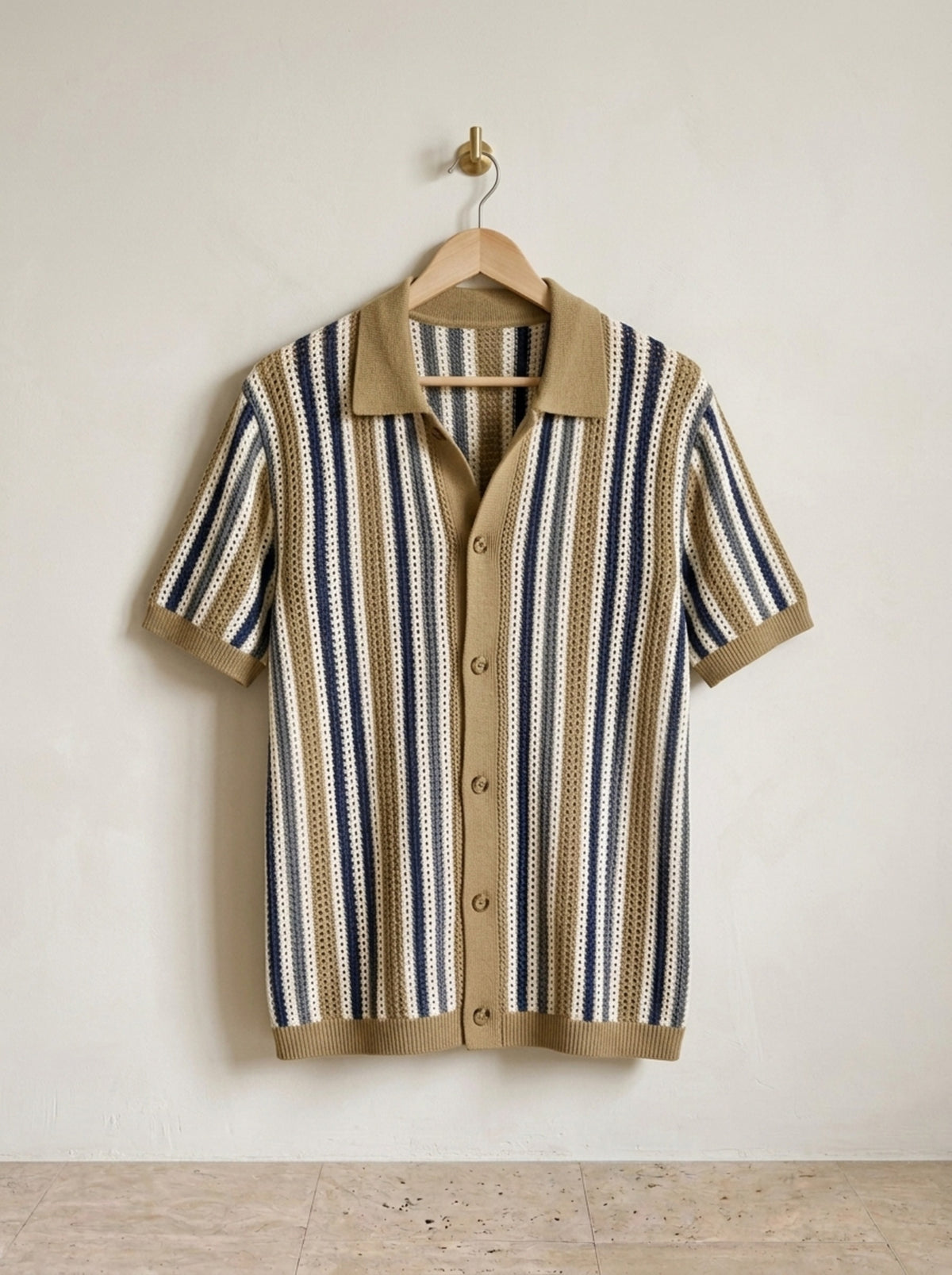 Caqui | Camisa de tricô listrada Gênova caqui – peça sozinha, foto de produto
