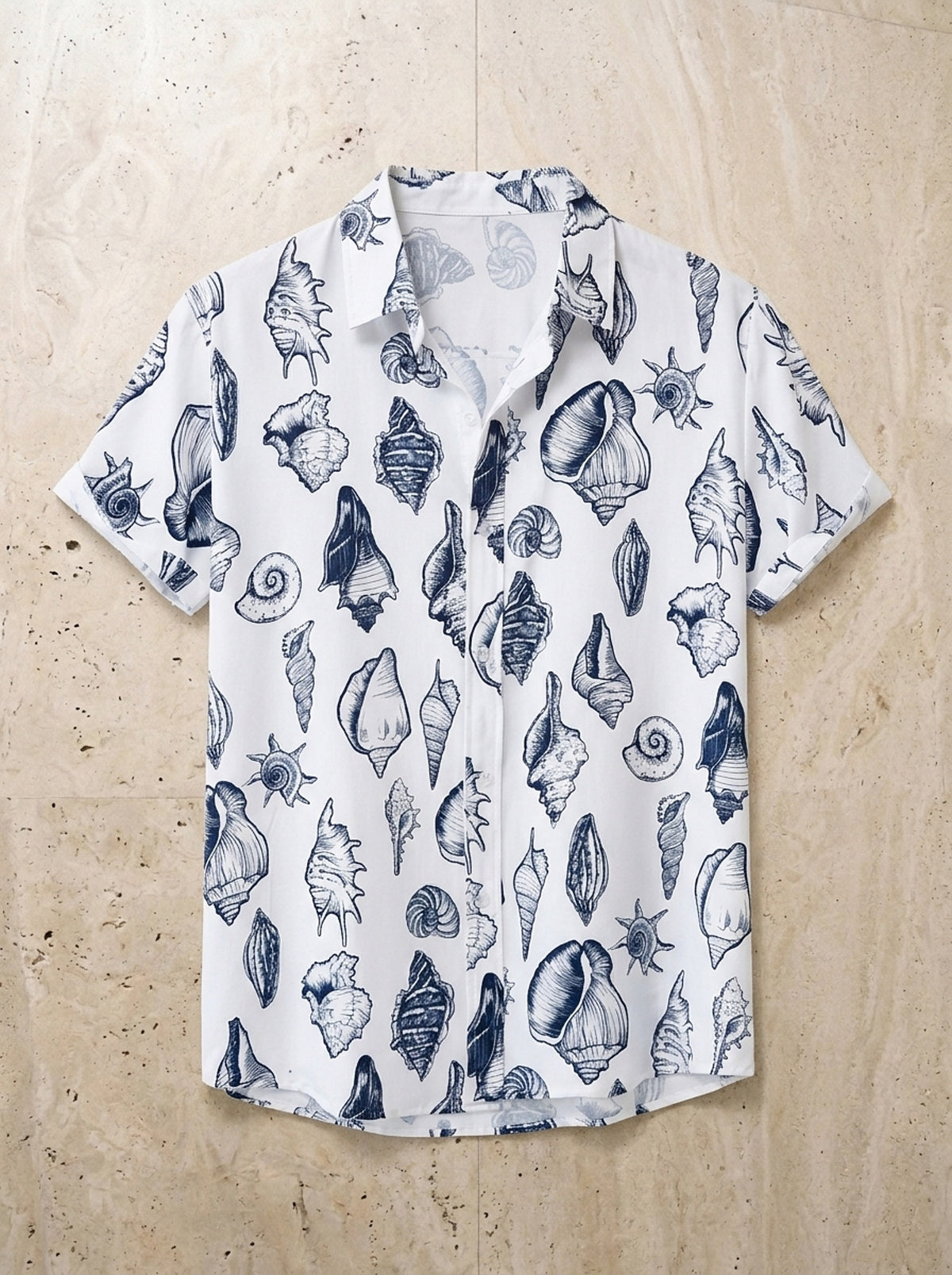 Camisa estampa de conchas Glasgow – peça sozinha vista de cima
