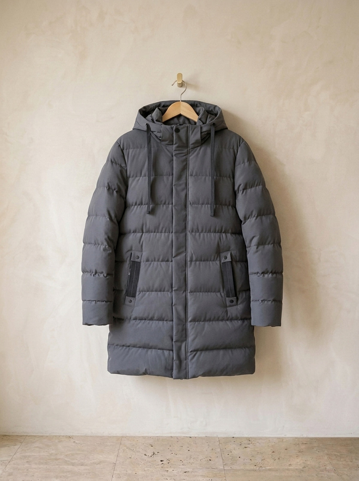 Cinza | Casaco puffer comprido Gotemburgo cinza – peça sozinha, foto de produto