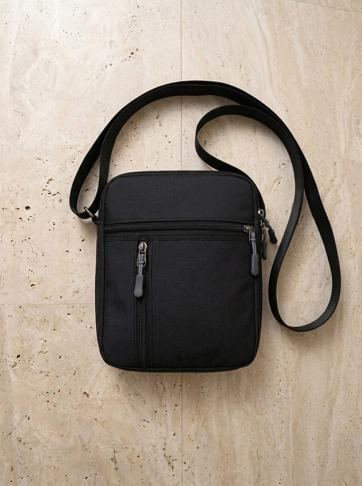 Preto | Bolsa de ombro de lona Gradara preto – bolsa sozinha vista de cima