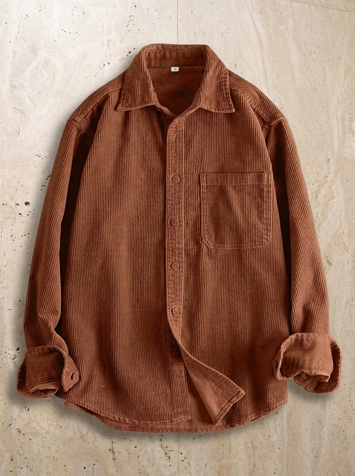 Caramelo | Camisa de veludo manga longa Graz caramelo – peça sozinha vista de cima