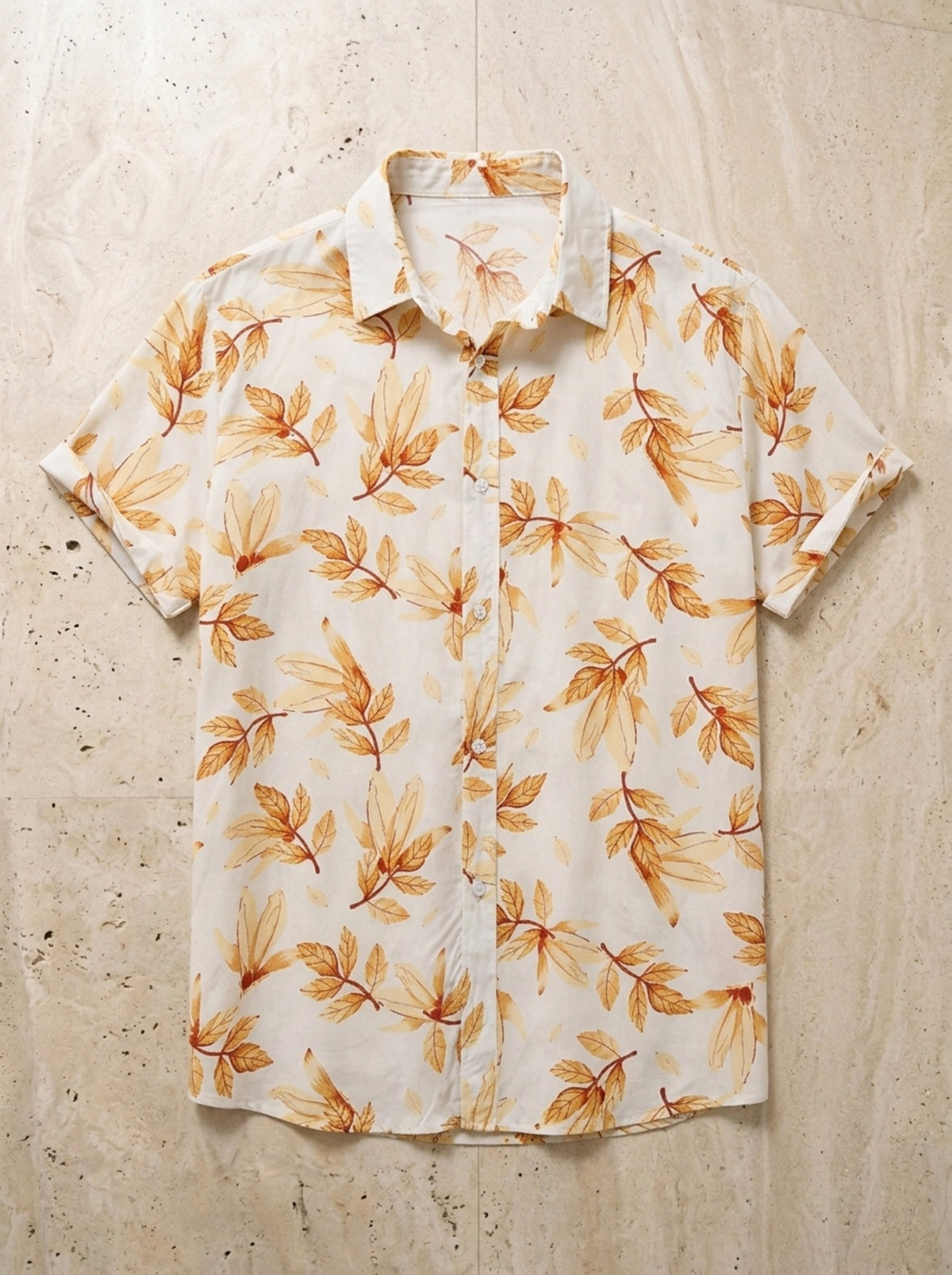 Branco | Camisa estampa de folhas Grenoble branco – peça sozinha vista de cima