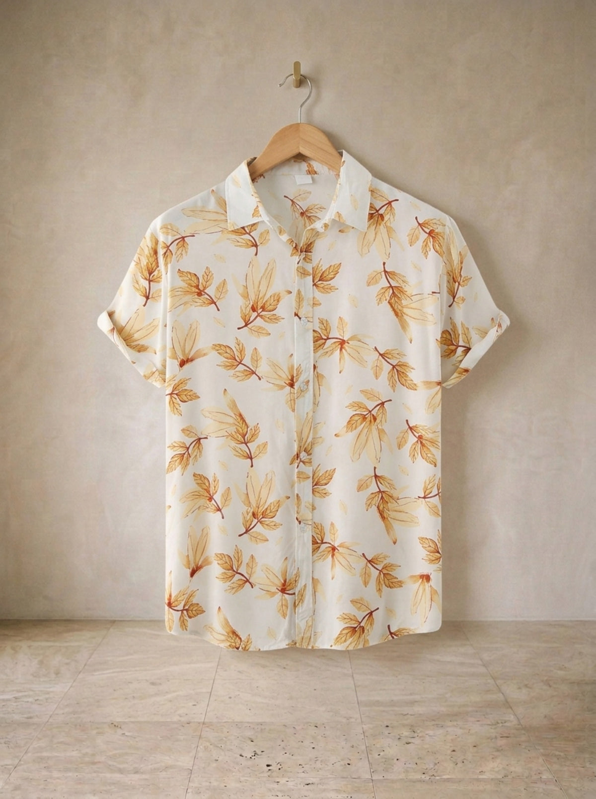Branco | Camisa estampa de folhas Grenoble branco – peça sozinha, foto de produto