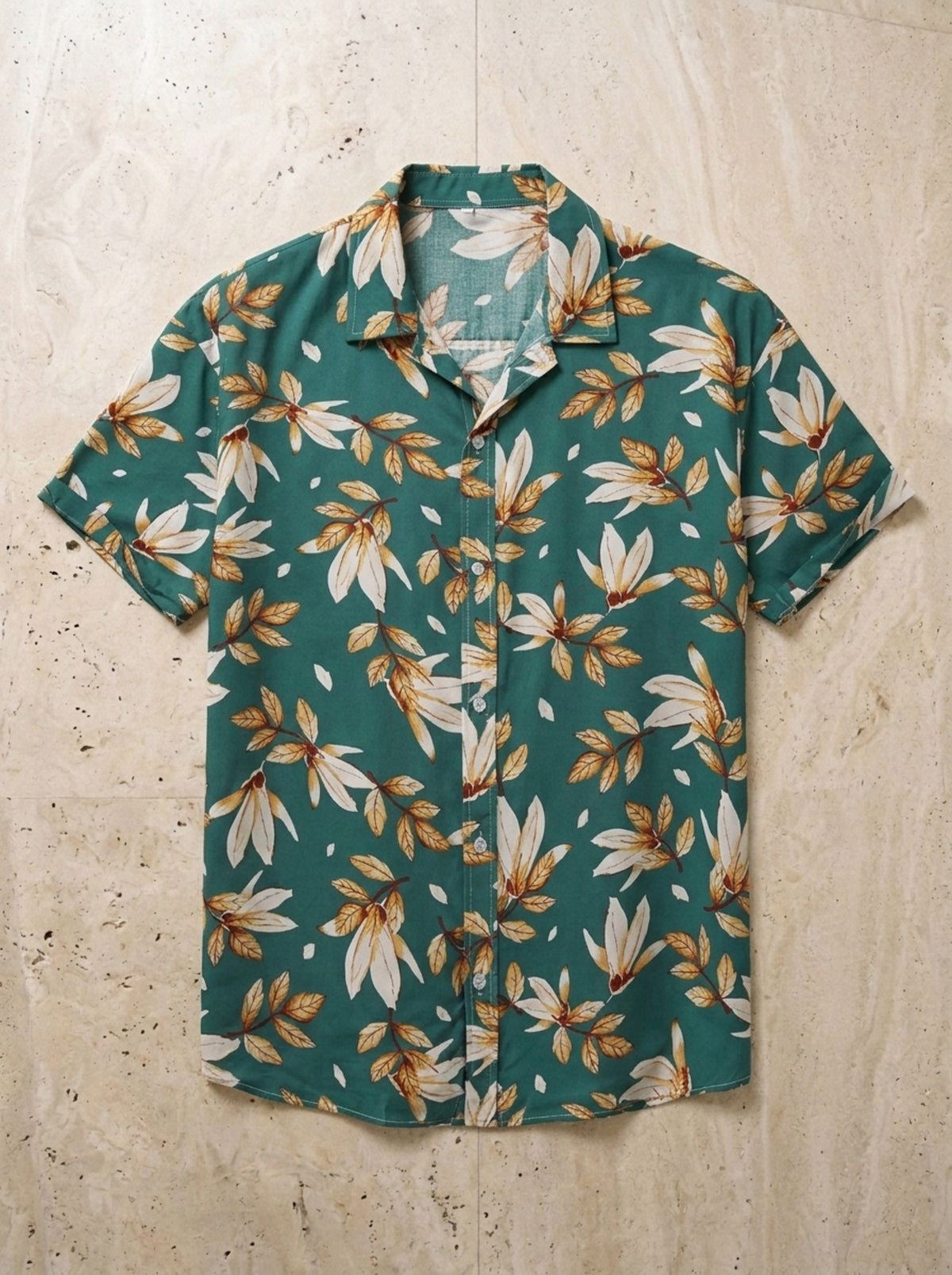 Verde | Camisa estampa de folhas Grenoble verde – peça sozinha vista de cima