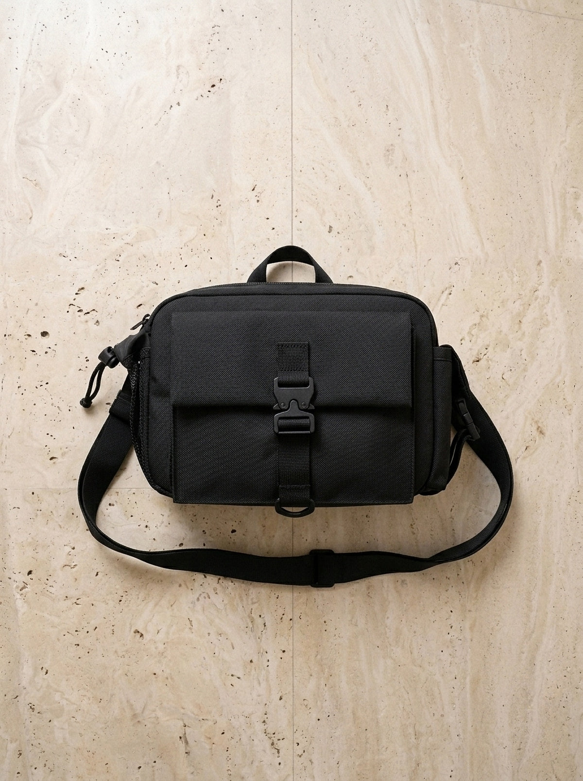 Preto | Bolsa de ombro de nylon Gubbio preto – bolsa sozinha vista de cima