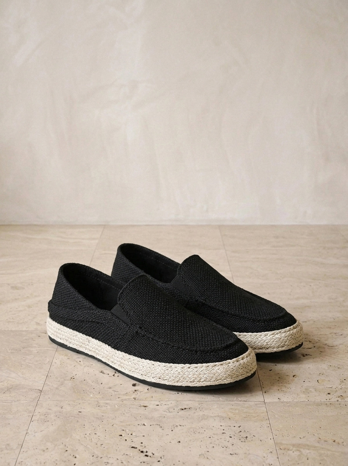 Preto | Mocassim espadrille Haarlem preto – vista três quartos