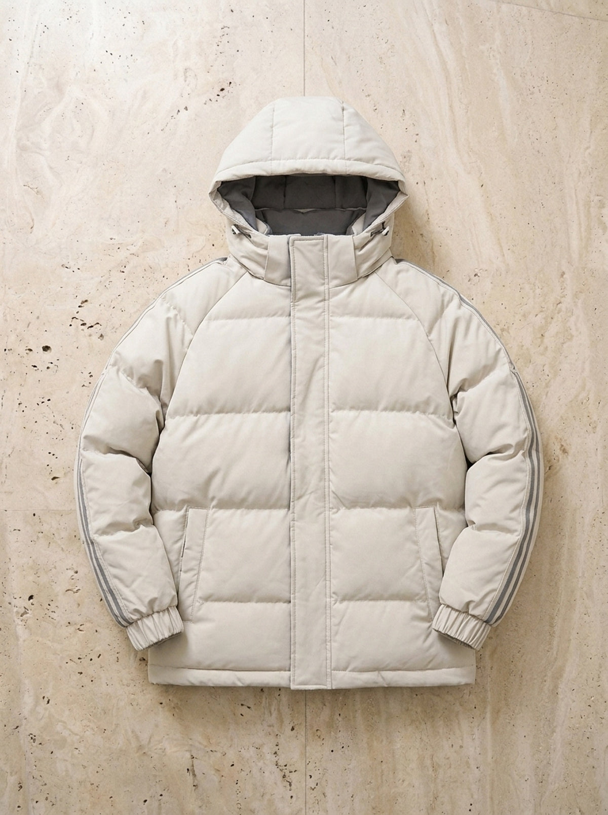 Off-white | Jaqueta puffer com capuz Haia off-white – peça sozinha vista de cima
