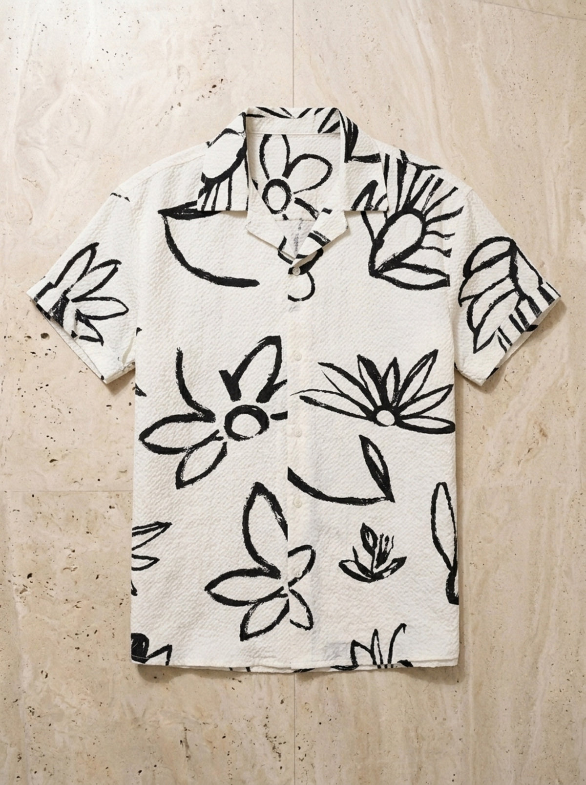 Branco | Camisa estampada floral Hallstatt branco – peça sozinha vista de cima