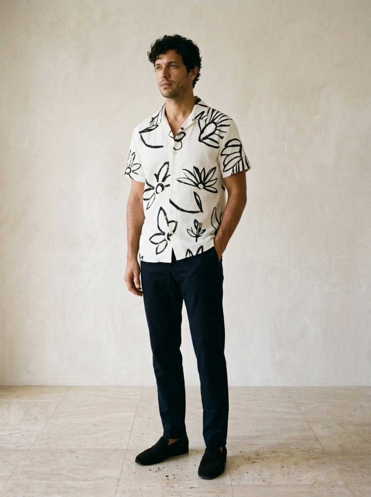 Branco | Camisa estampada floral Hallstatt branco – vista três quartos