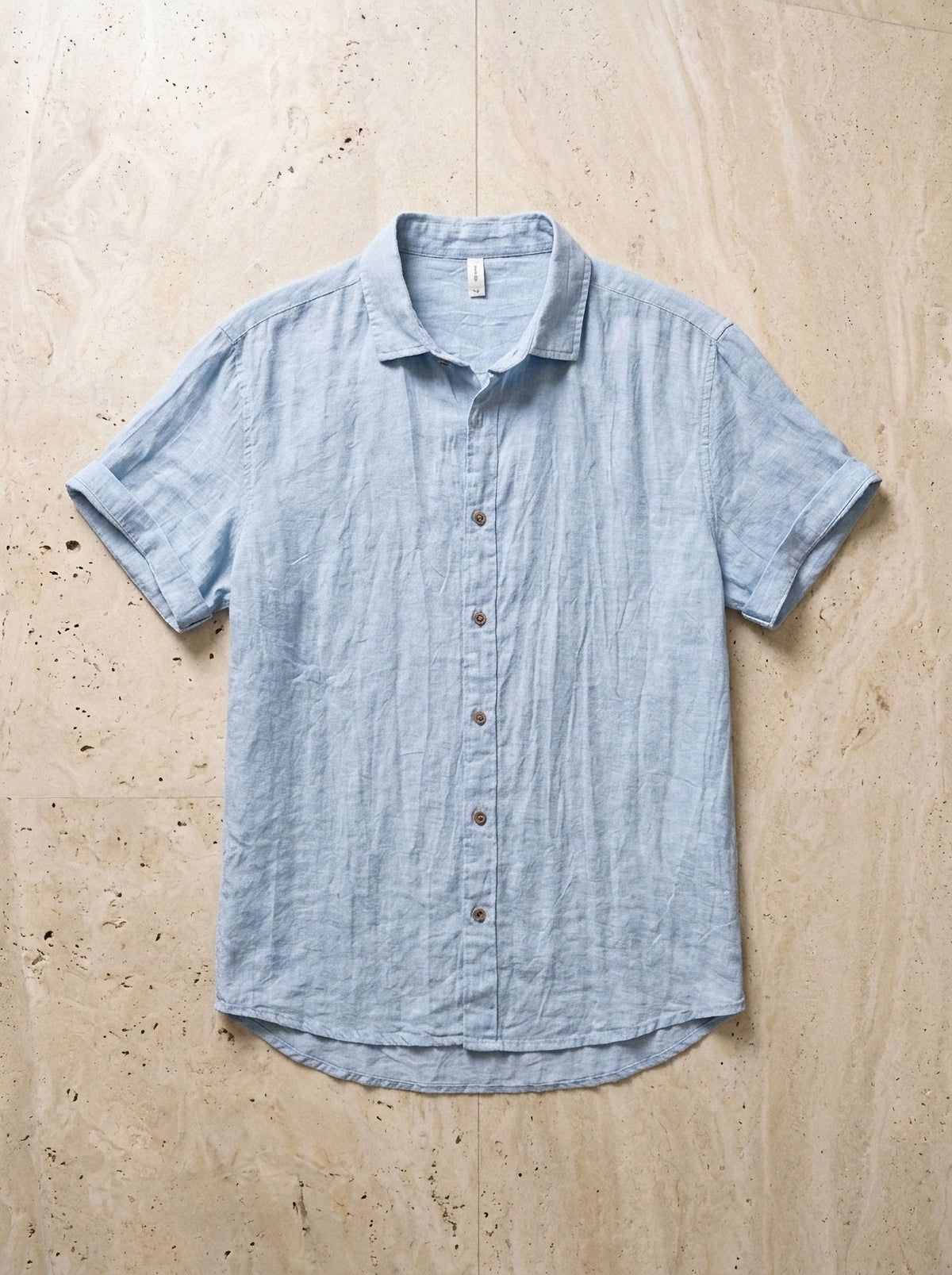 Azul-claro | Camisa social de linho Heidelberg azul-claro – peça sozinha vista de cima
