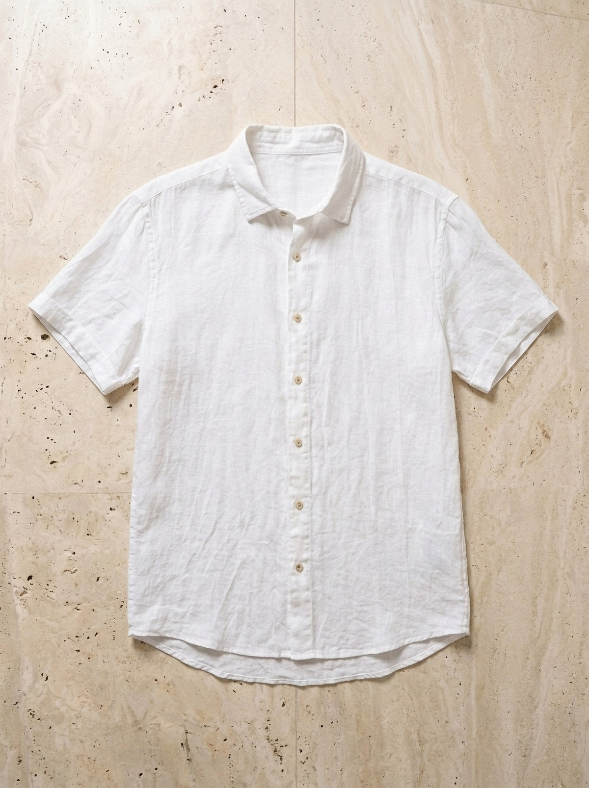 Branco | Camisa social de linho Heidelberg branco – peça sozinha vista de cima