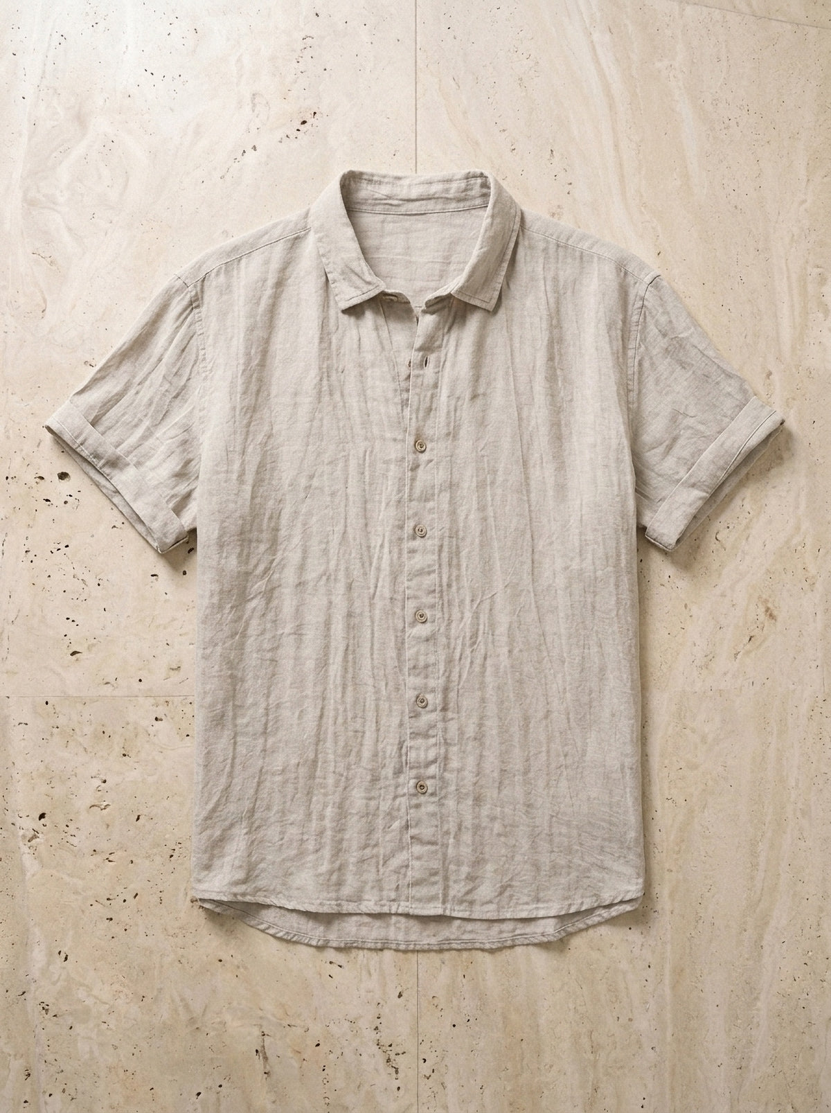 Caqui | Camisa social de linho Heidelberg caqui – peça sozinha vista de cima