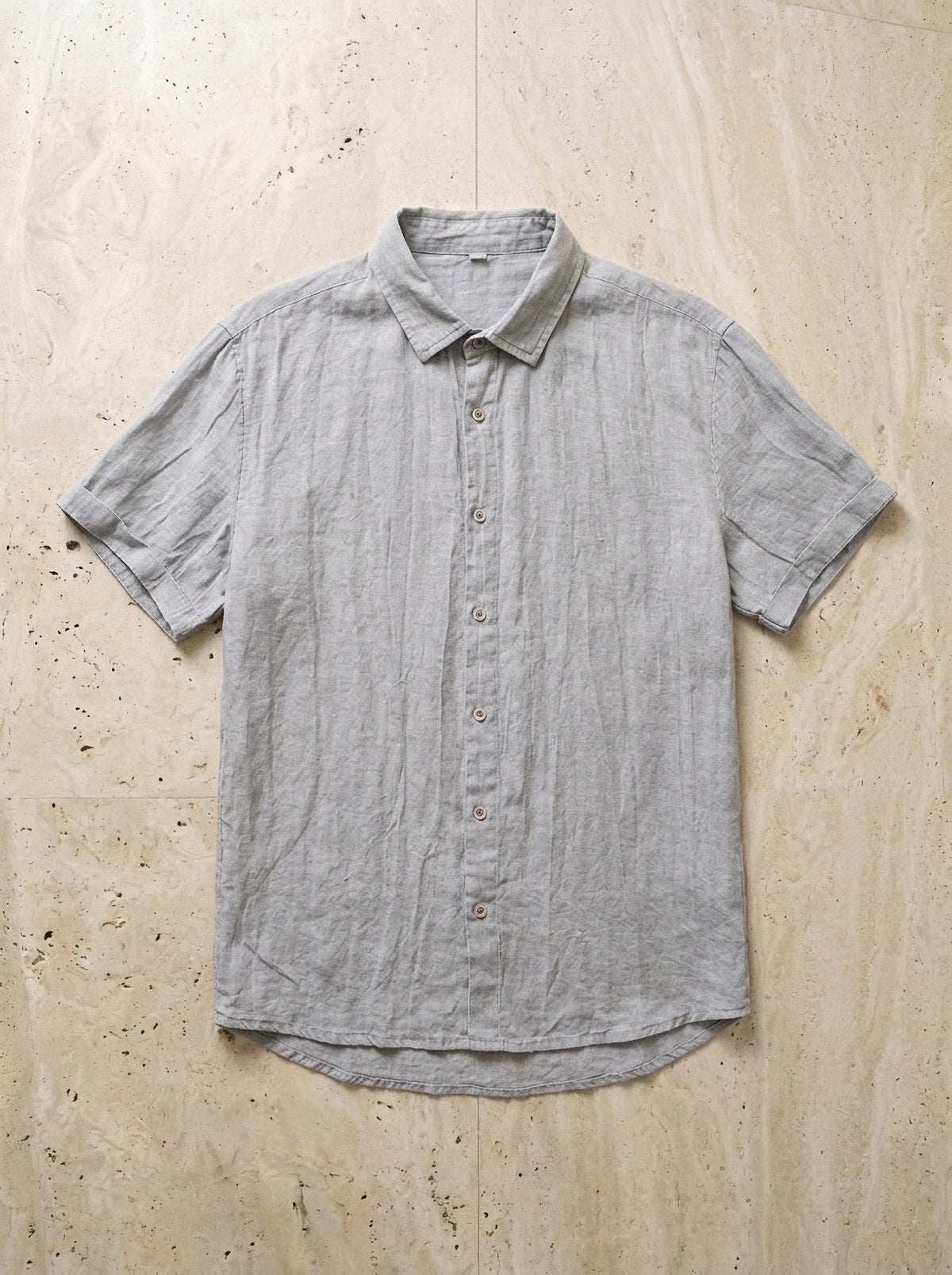 Cinza | Camisa social de linho Heidelberg cinza – peça sozinha vista de cima