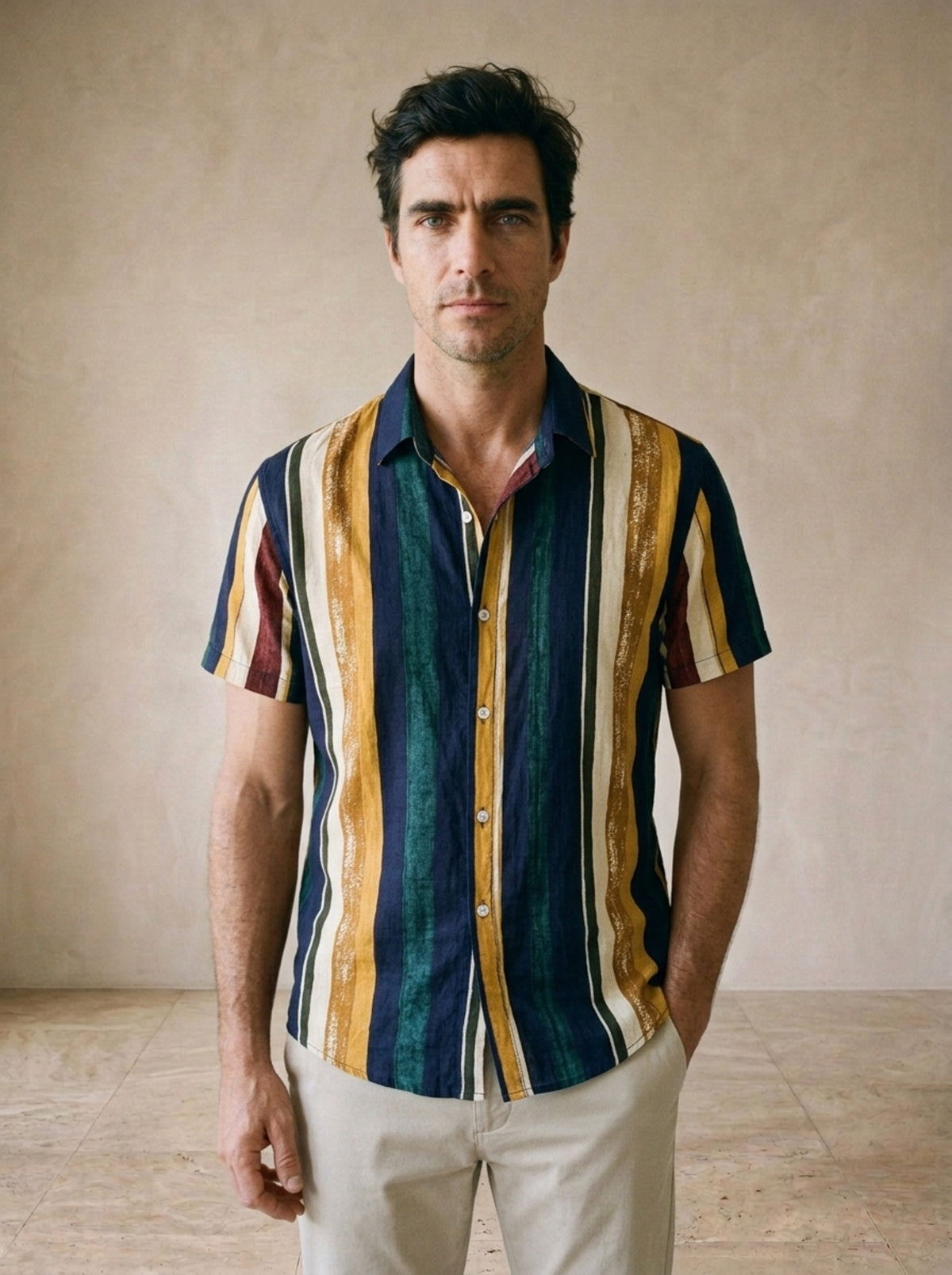 Camisa listrada Honfleur – vista de frente, recorte próximo