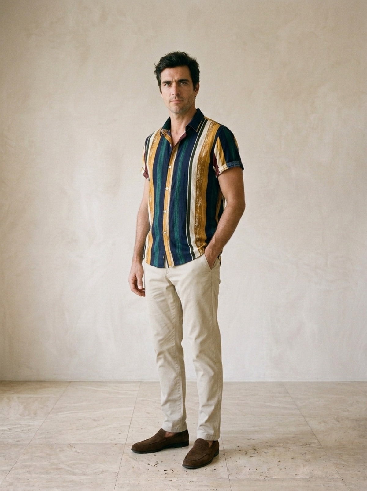 Camisa listrada Honfleur – vista três quartos