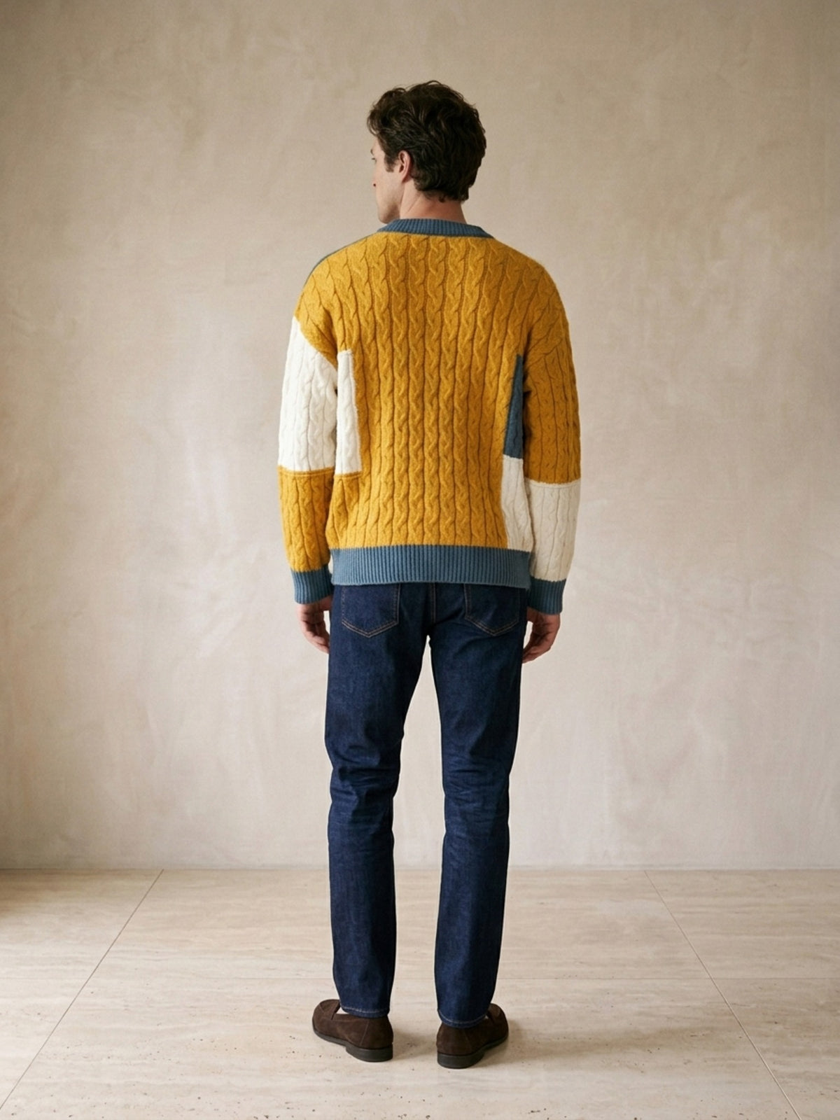 Azul | Suéter de tricô patchwork Sartong Iseltwald azul – vista de costas