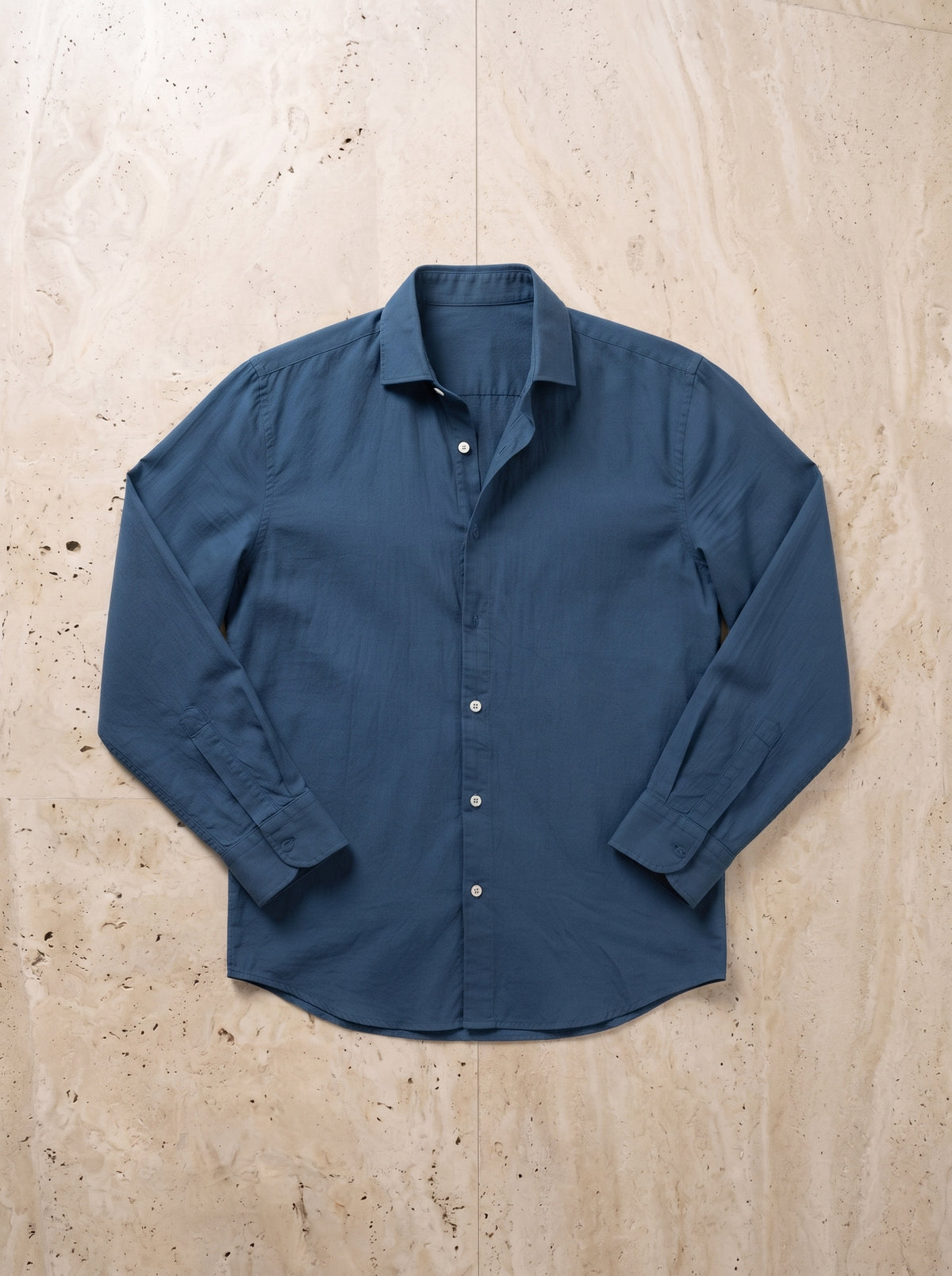 Azul-escuro | Camisa lisa manga longa Kilkenny azul-escuro – peça sozinha vista de cima