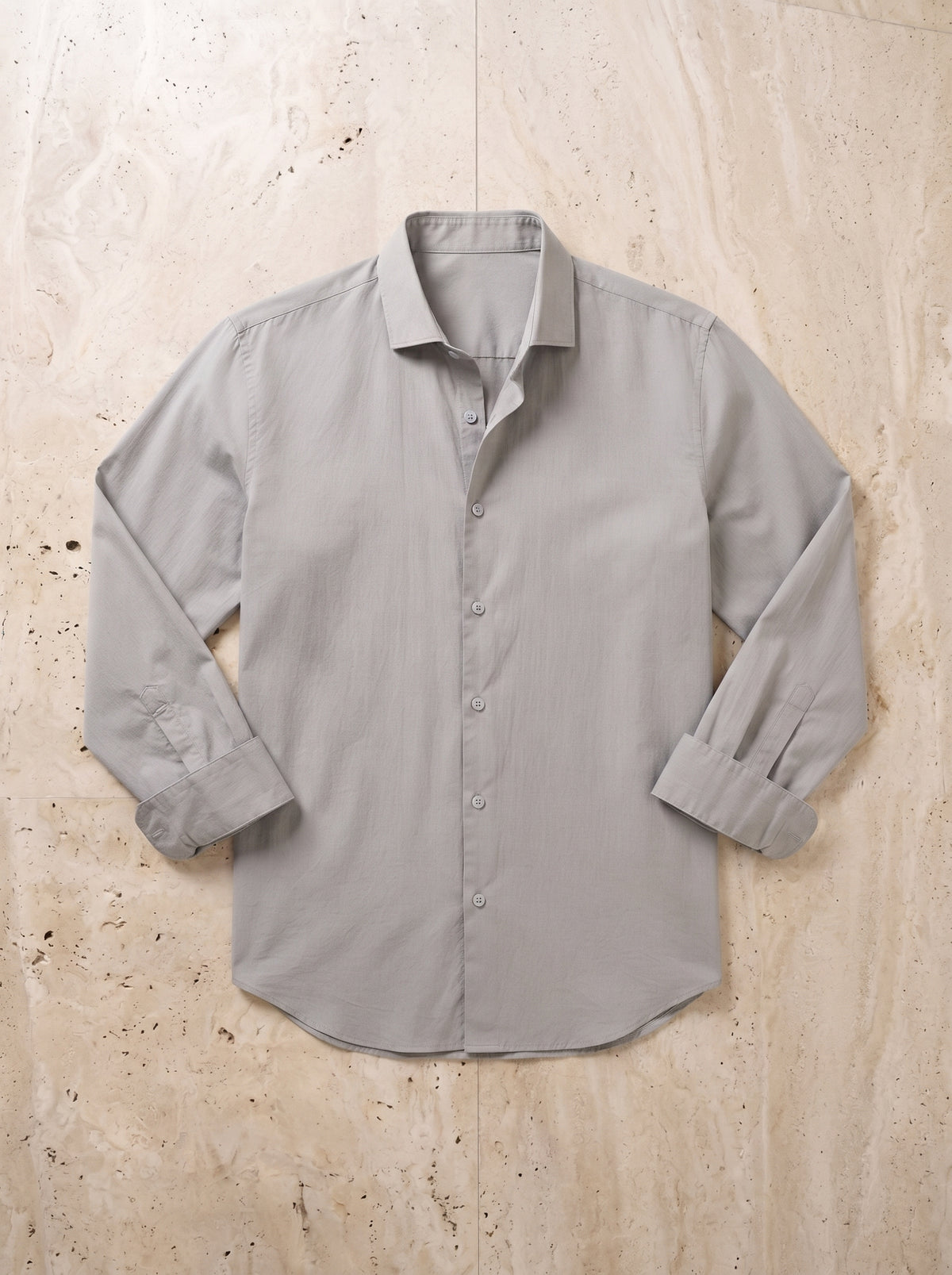 Cinza-claro | Camisa lisa manga longa Kilkenny cinza-claro – peça sozinha vista de cima