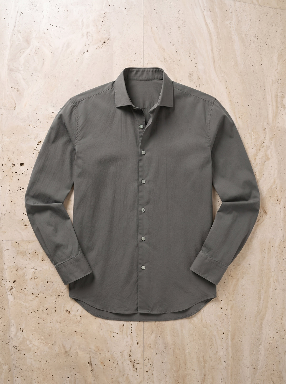 Cinza-escuro | Camisa lisa manga longa Kilkenny cinza-escuro – peça sozinha vista de cima