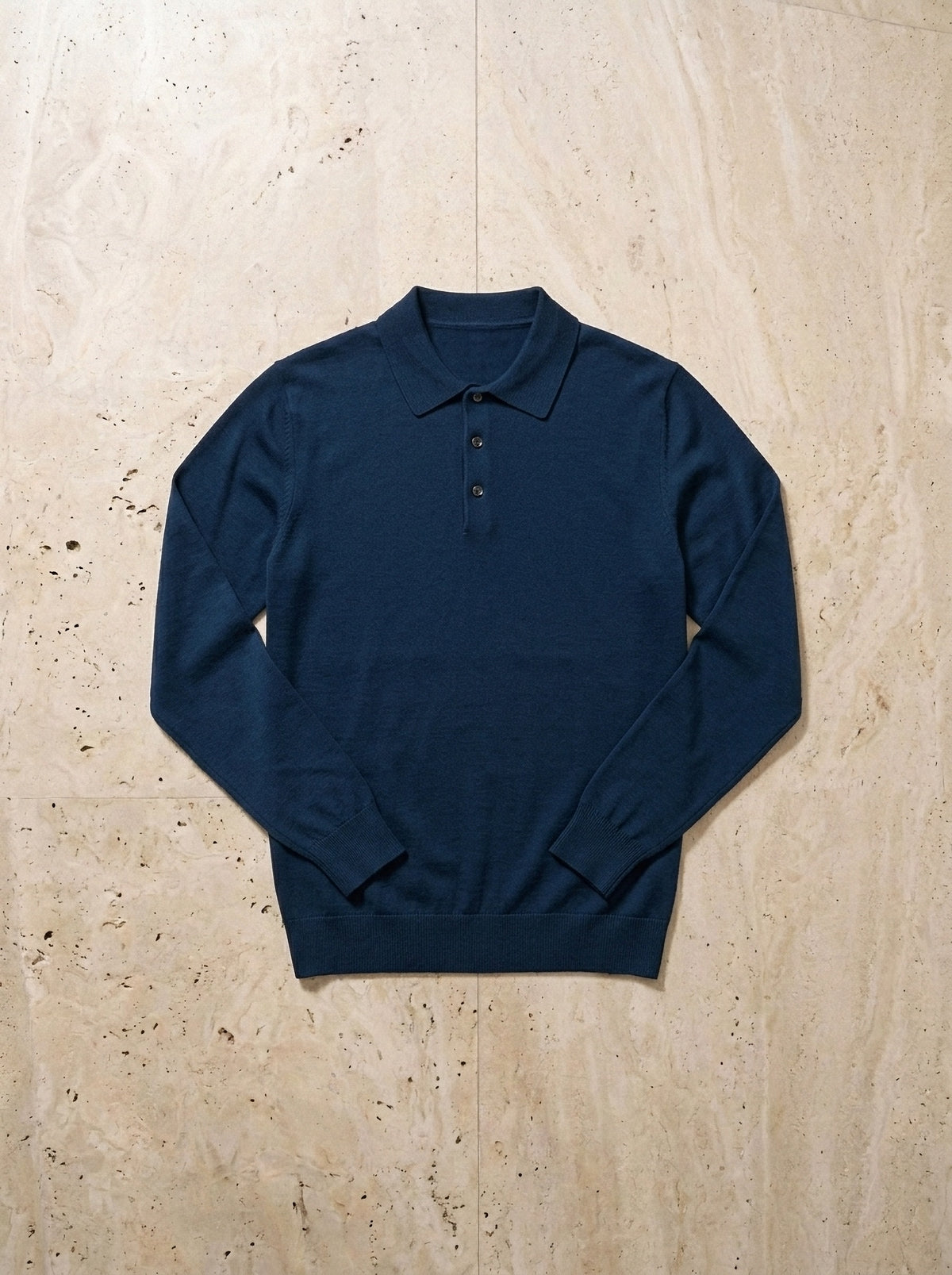 Azul-marinho | Camisa polo de tricot Killarney azul-marinho – peça sozinha vista de cima