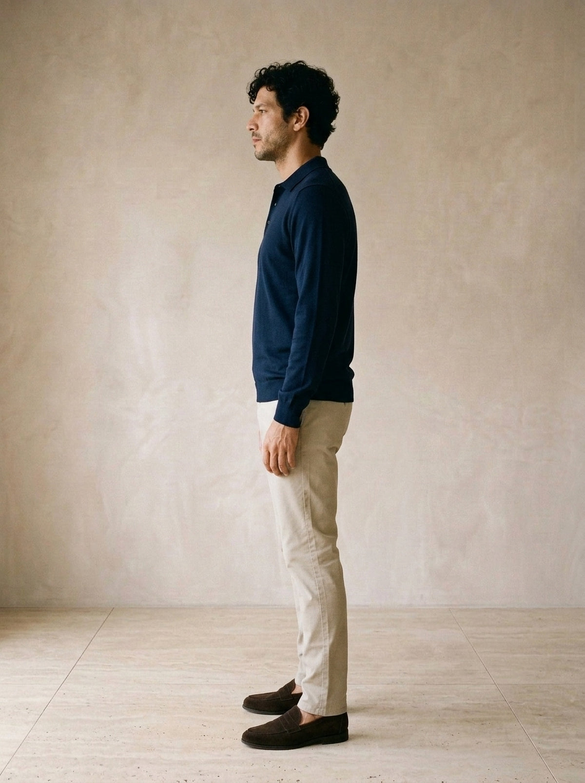 Azul-marinho | Camisa polo de tricot Killarney azul-marinho – vista de perfil