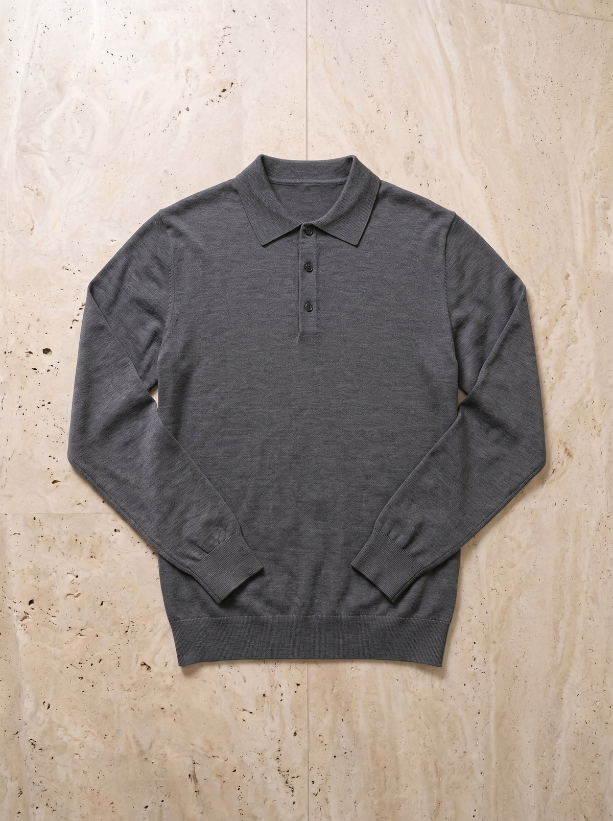 Cinza-escuro | Camisa polo de tricot Killarney cinza-escuro – peça sozinha vista de cima