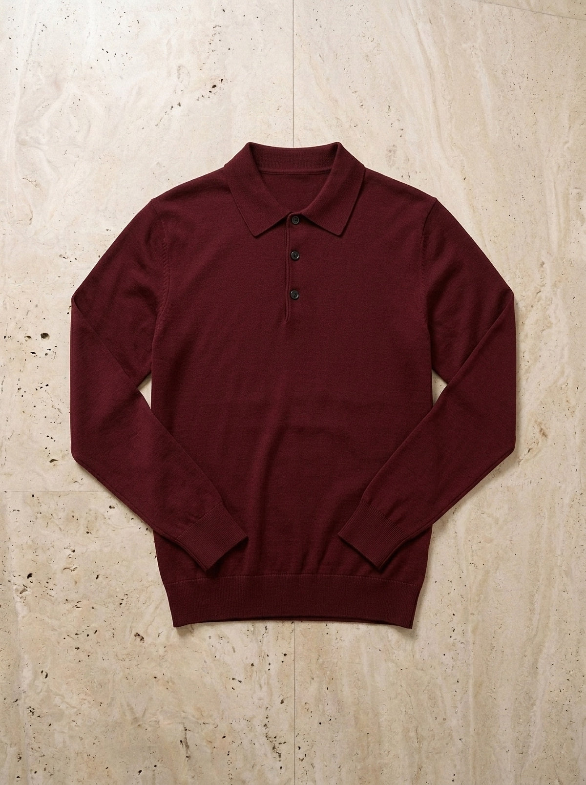 Vinho | Camisa polo de tricot Killarney vinho – peça sozinha vista de cima