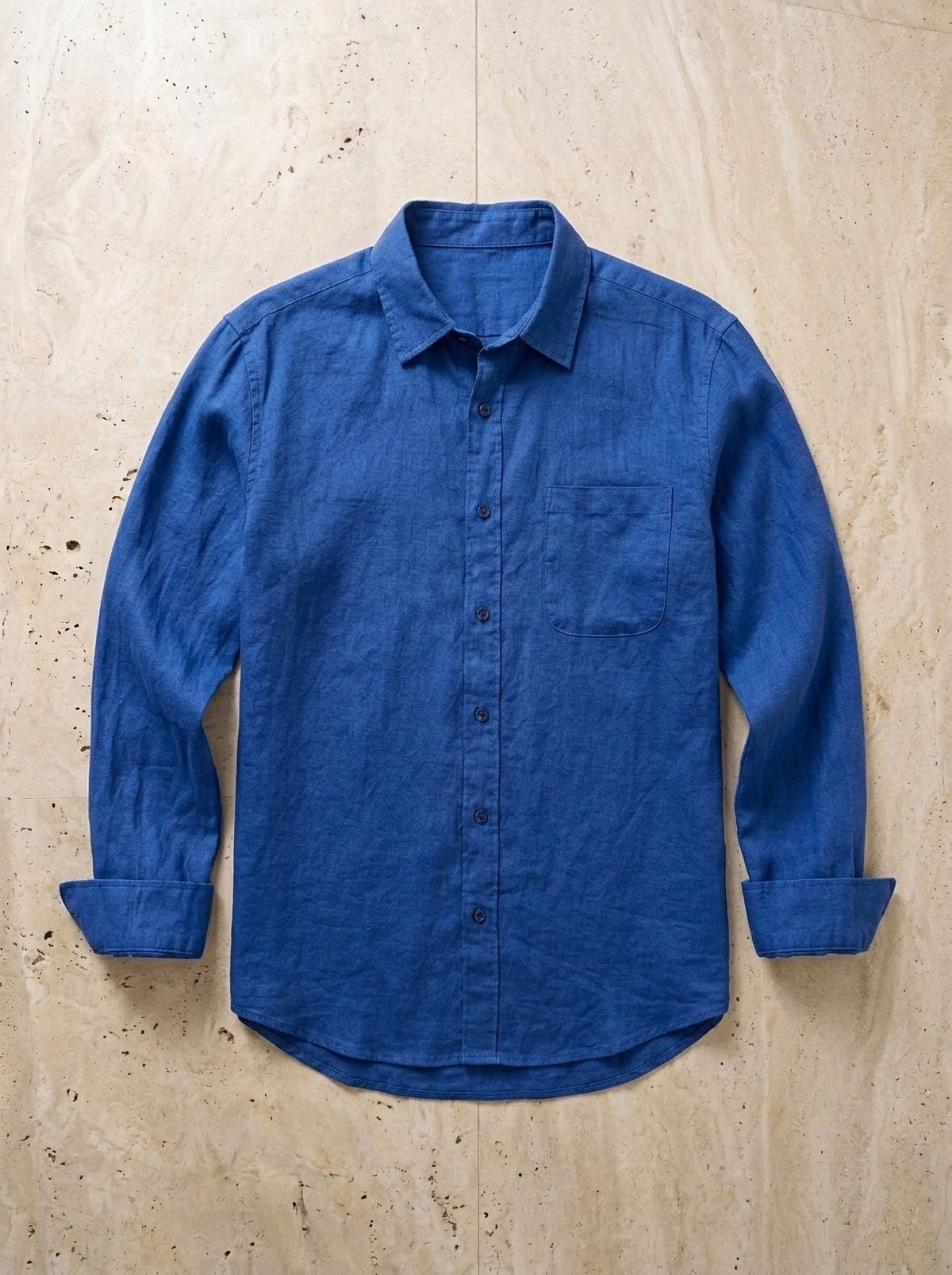 Azul | Camisa slim Kitzbühel azul – peça sozinha vista de cima