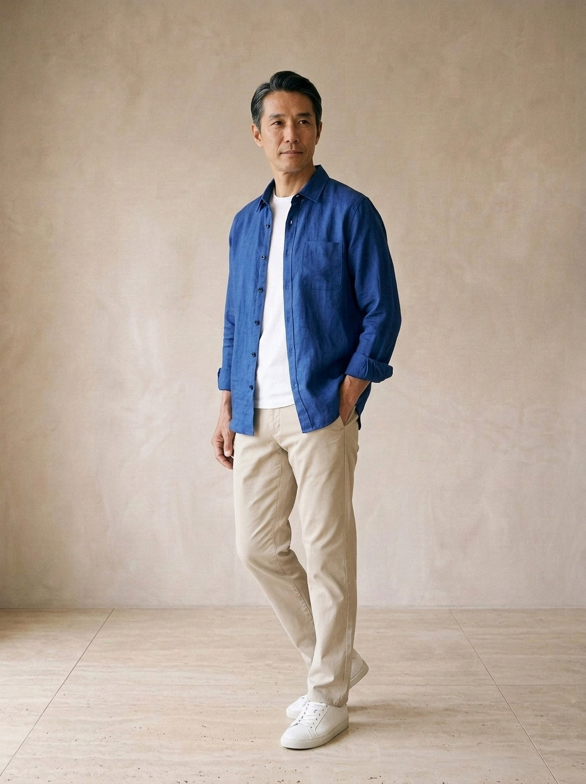 Azul | Camisa slim Kitzbühel azul – vista três quartos