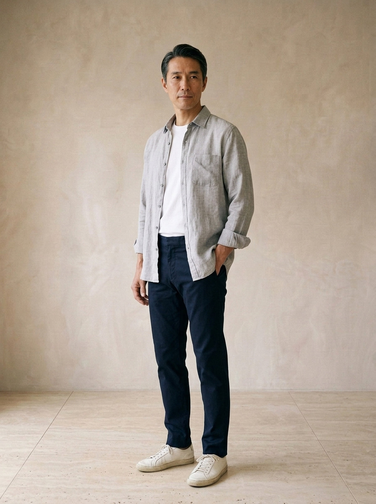 Cinza | Camisa slim Kitzbühel cinza – vista três quartos