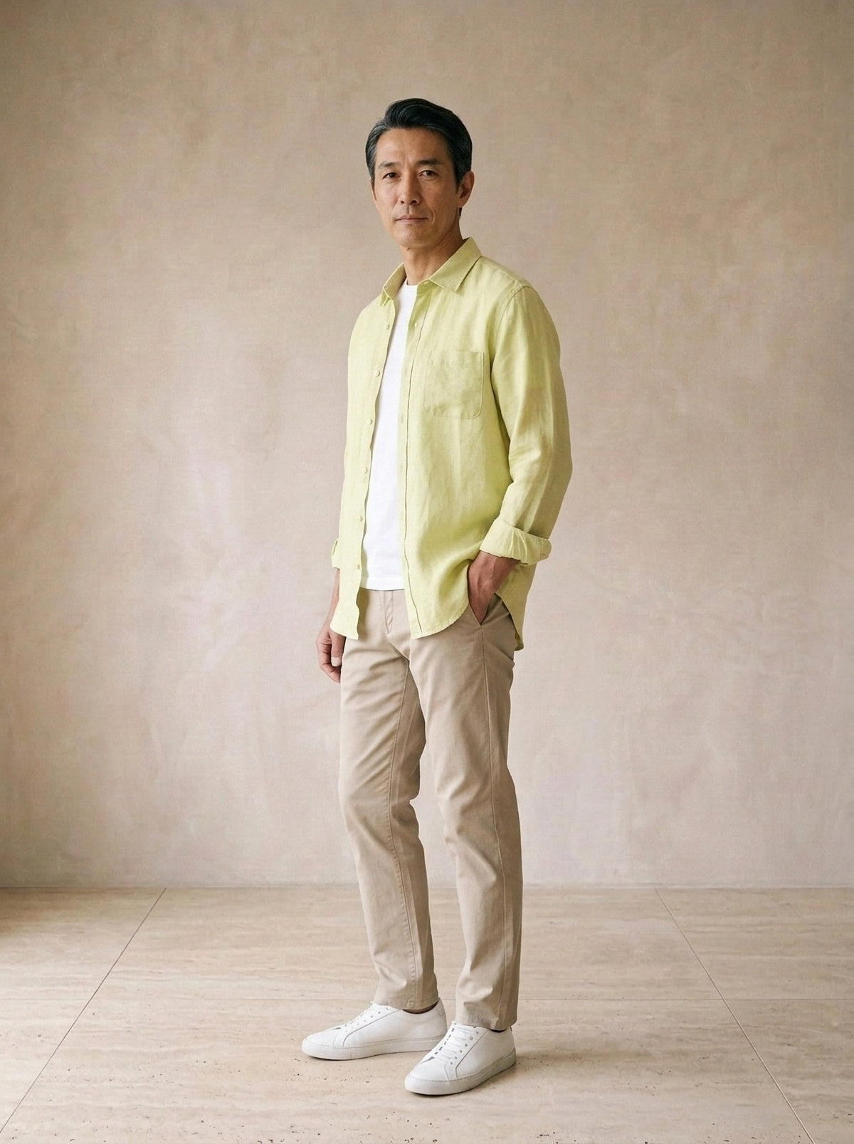 Verde-claro | Camisa slim Kitzbühel verde-claro – vista três quartos