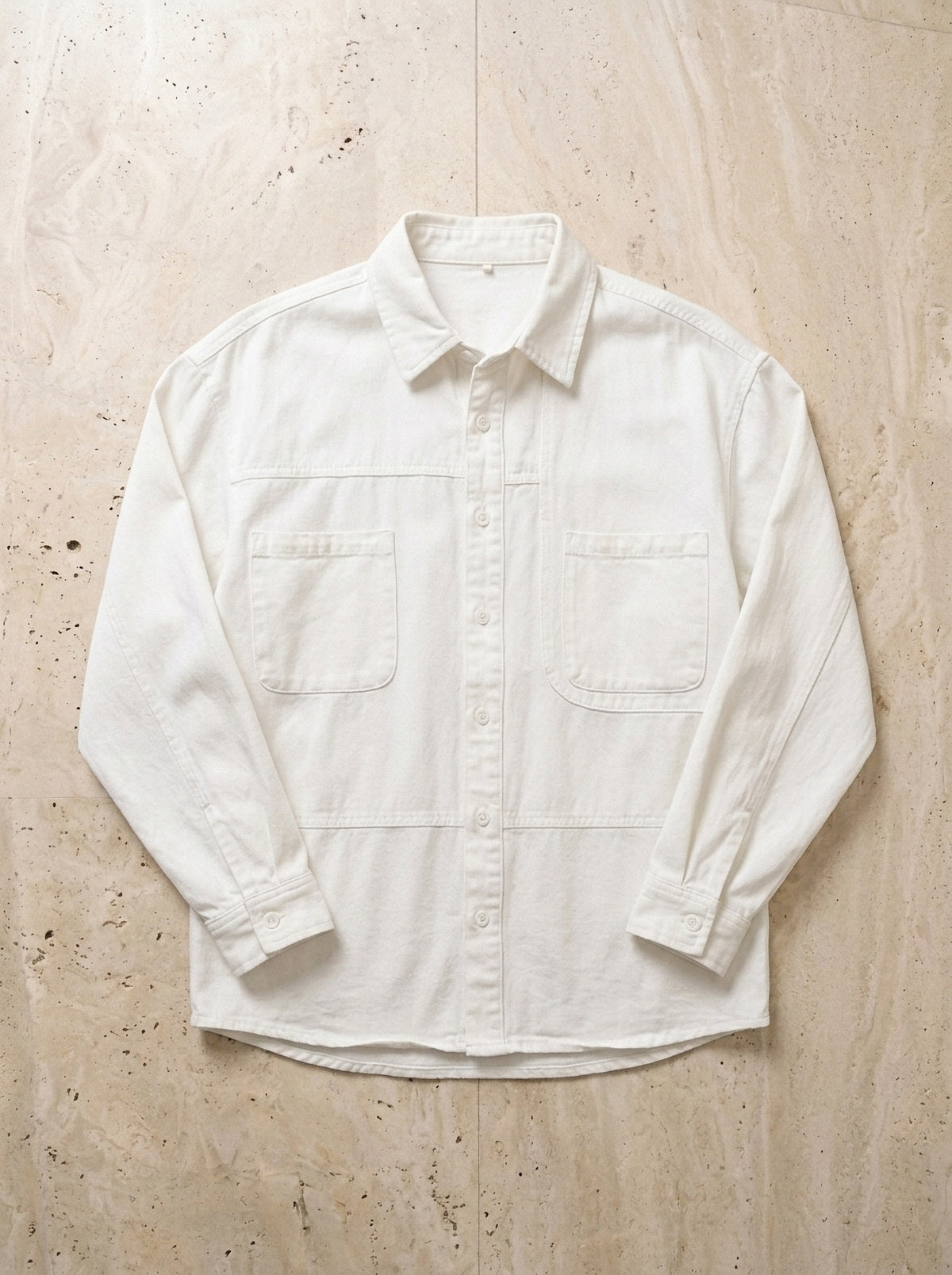 Branco | Camisa de algodão Kristiansand branco – peça sozinha vista de cima