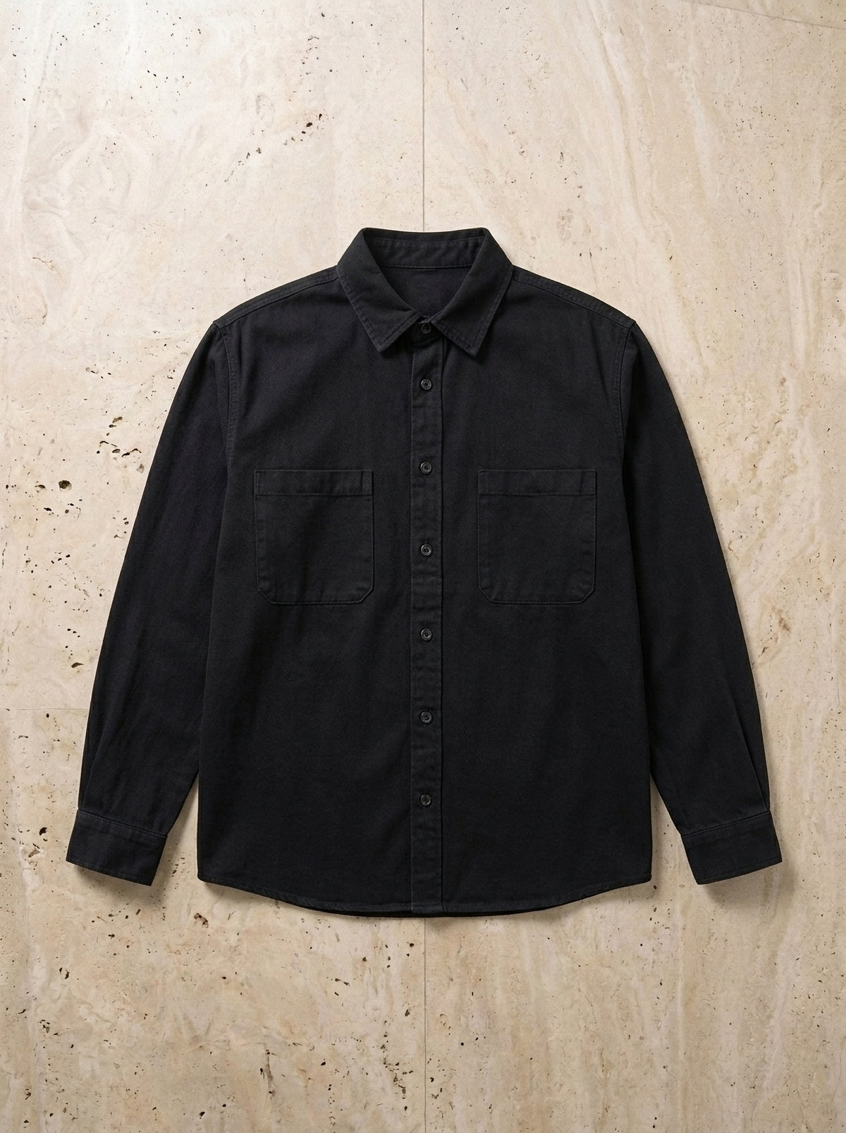 Preto | Camisa de algodão Kristiansand preto – peça sozinha vista de cima