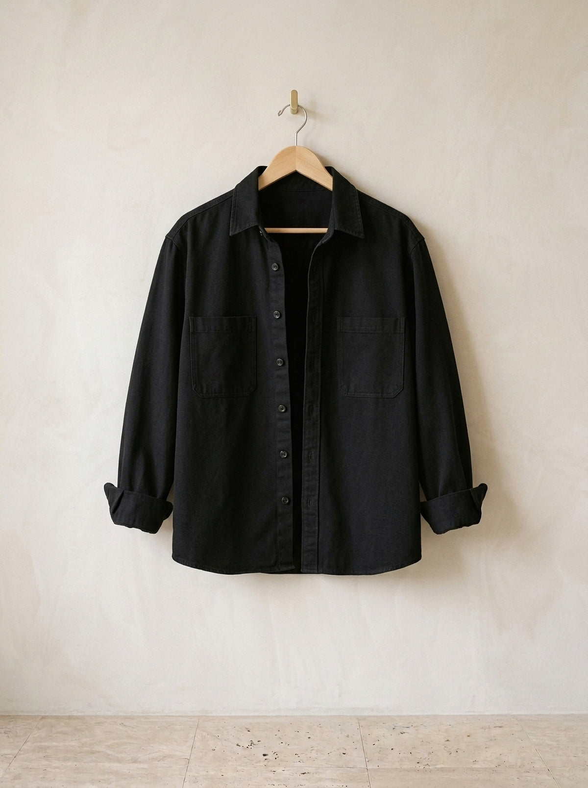 Preto | Camisa de algodão Kristiansand preto – peça sozinha, foto de produto