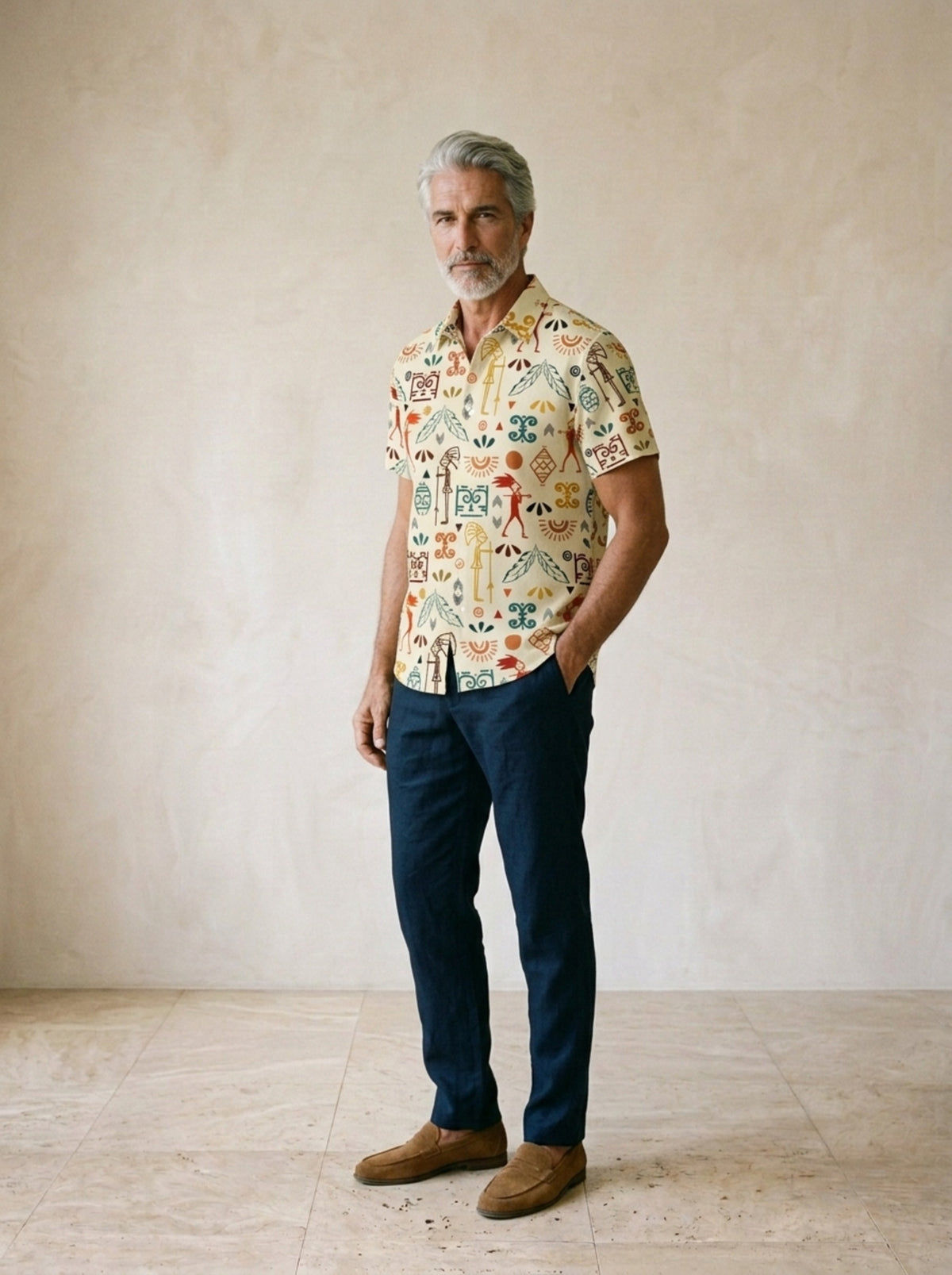 Camisa estampada Lagos – vista três quartos