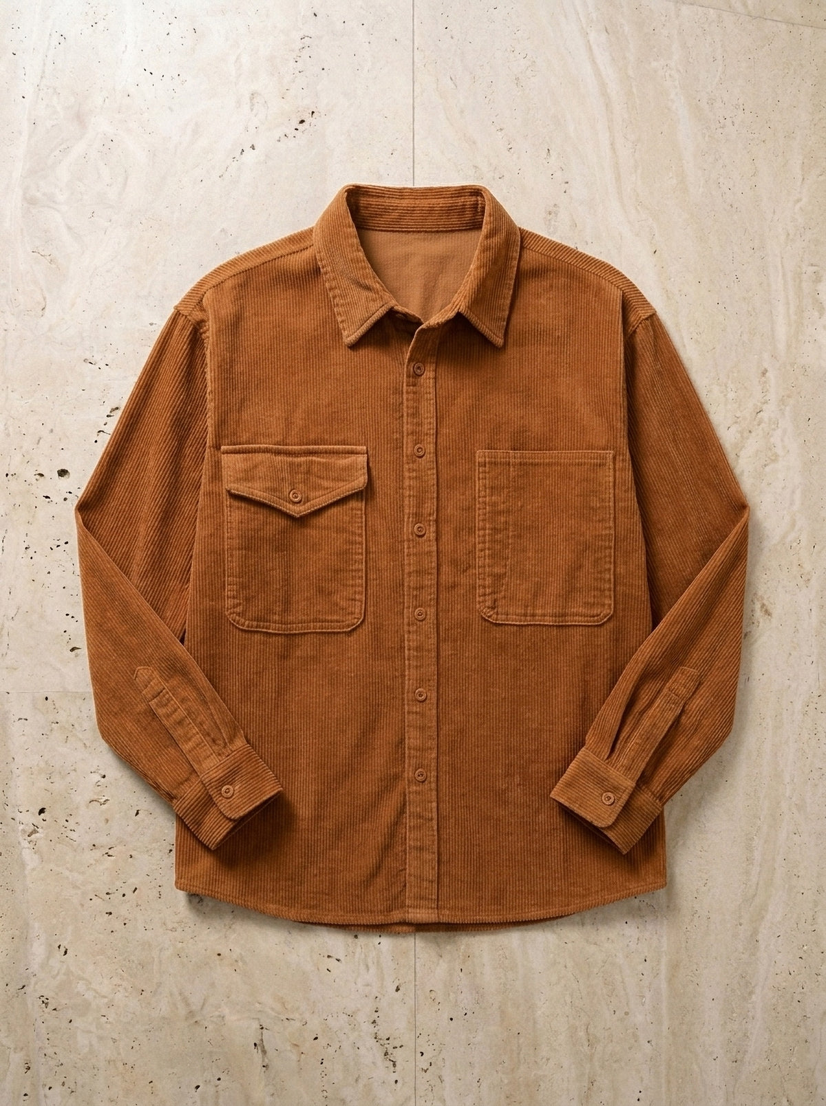 Laranja | Camisa de veludo cotelê Lecce laranja – peça sozinha vista de cima