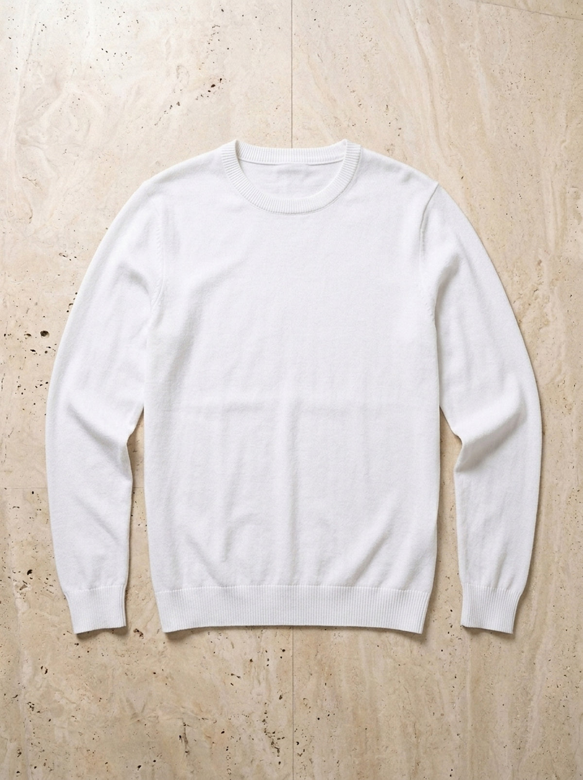 Branco | Suéter gola redonda slim Les Gets branco – peça sozinha vista de cima