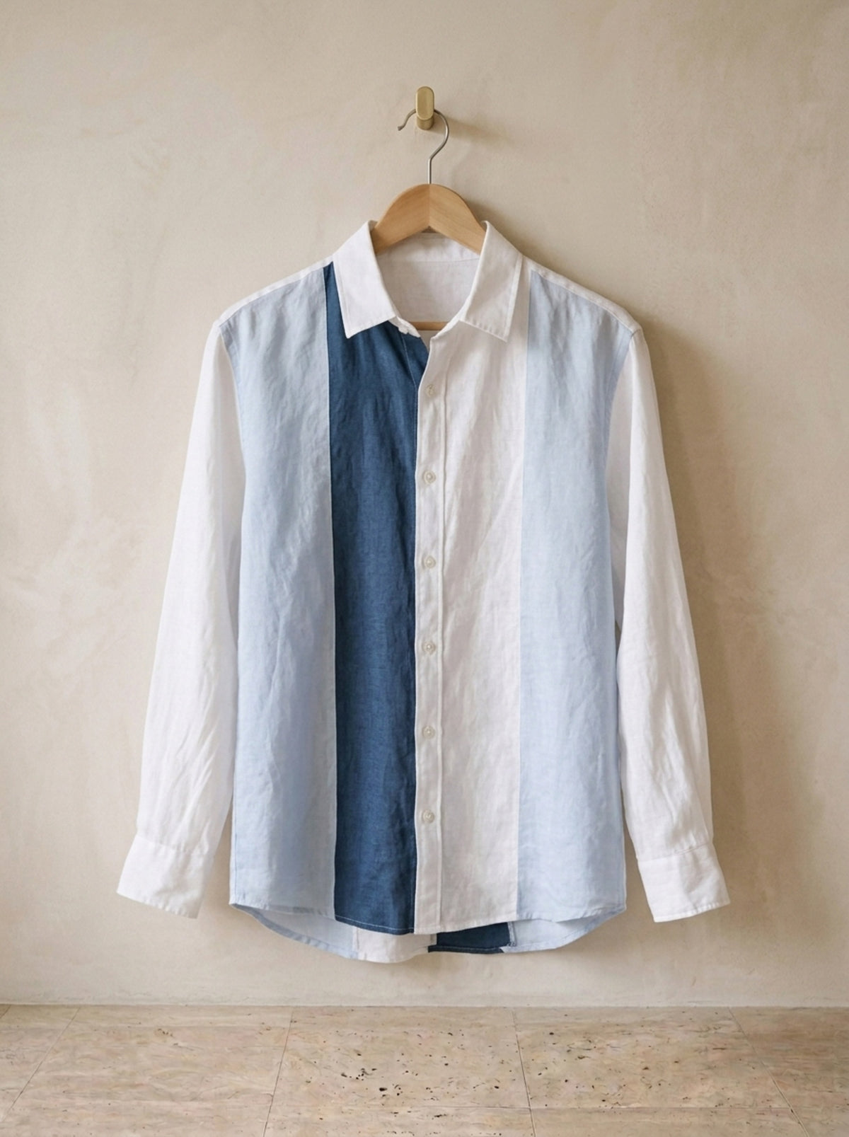 Camisa de linho patchwork Lille – peça sozinha, foto de produto
