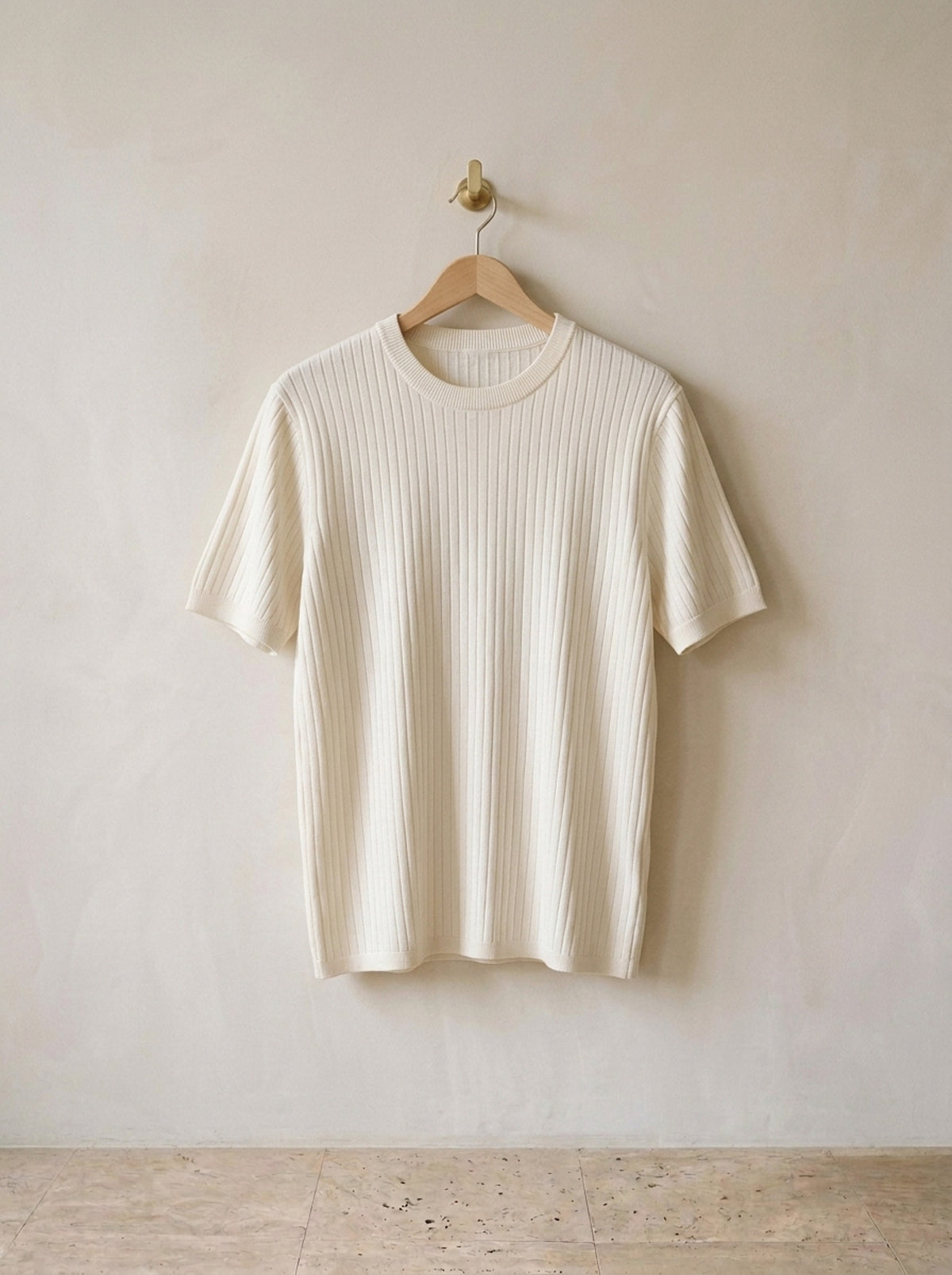 Branco | Camiseta de tricô canelado Lillehammer branco – peça sozinha, foto de produto
