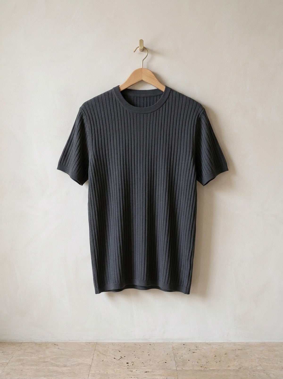 Cinza | Camiseta de tricô canelado Lillehammer cinza – peça sozinha, foto de produto