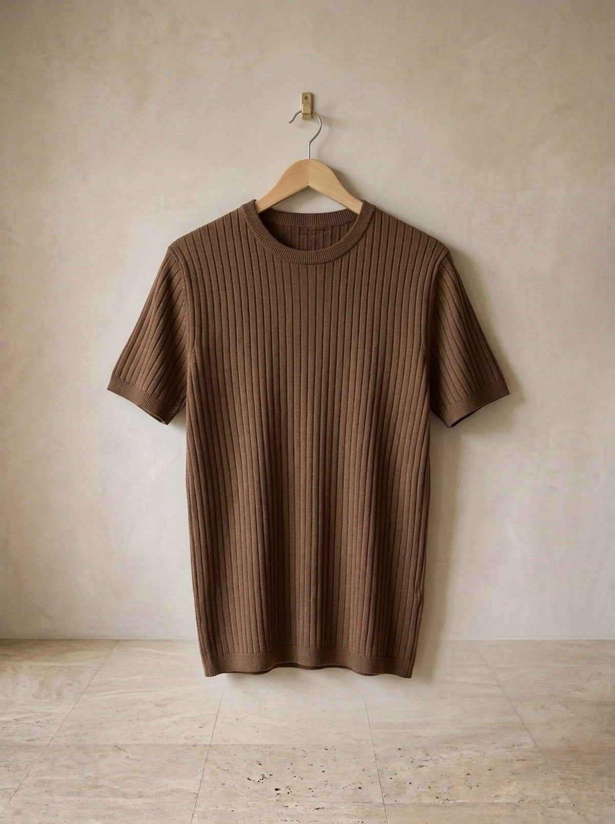 Marrom | Camiseta de tricô canelado Lillehammer marrom – peça sozinha, foto de produto