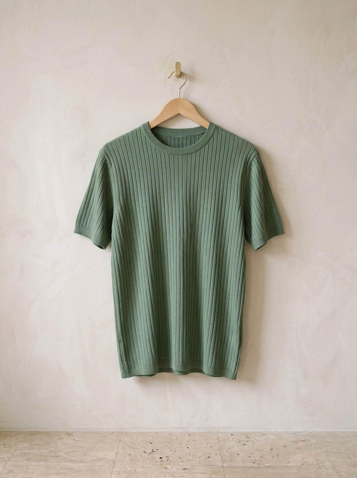 Verde | Camiseta de tricô canelado Lillehammer verde – peça sozinha, foto de produto