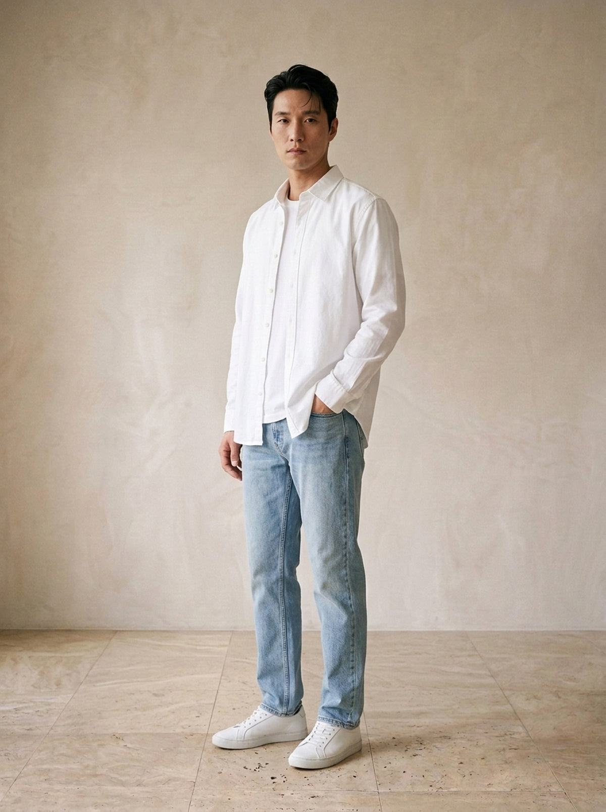 Branco | Camisa oxford slim Limoges branco – vista três quartos