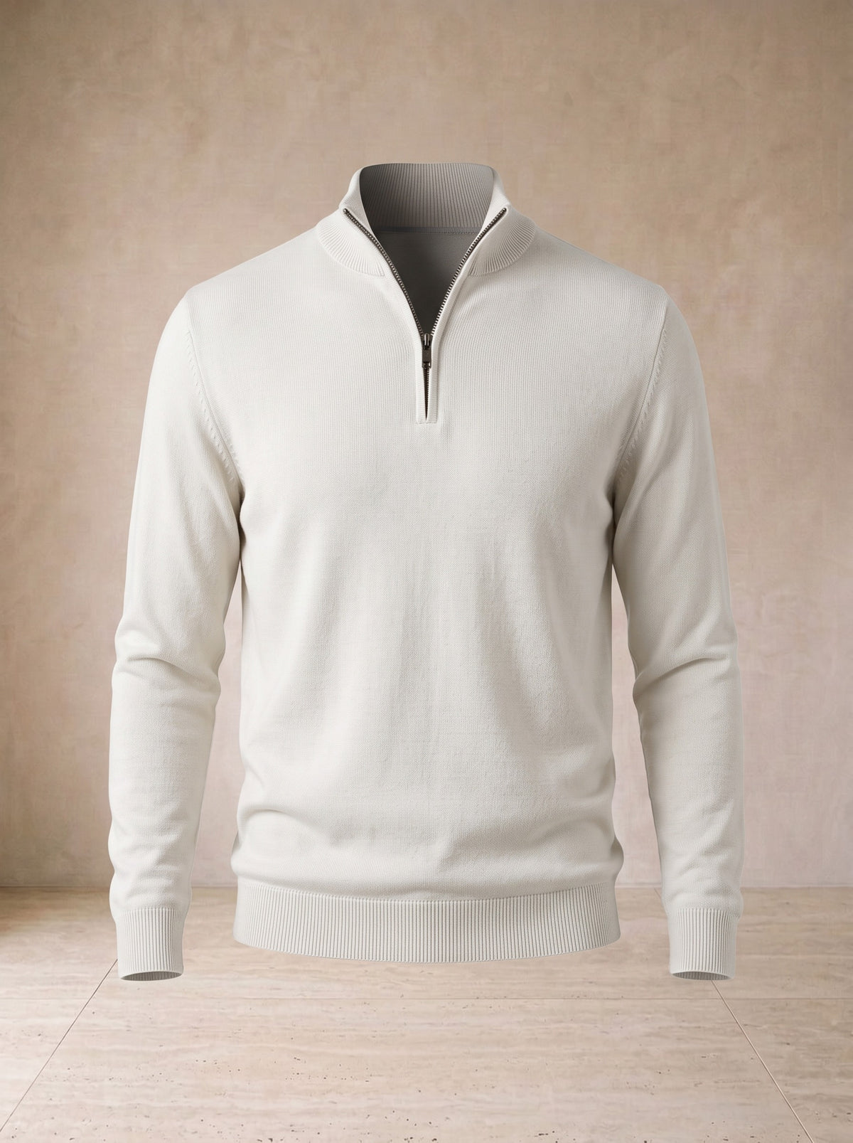 Branco | Suéter de tricô meio zíper Lipari branco – peça sozinha, foto de produto