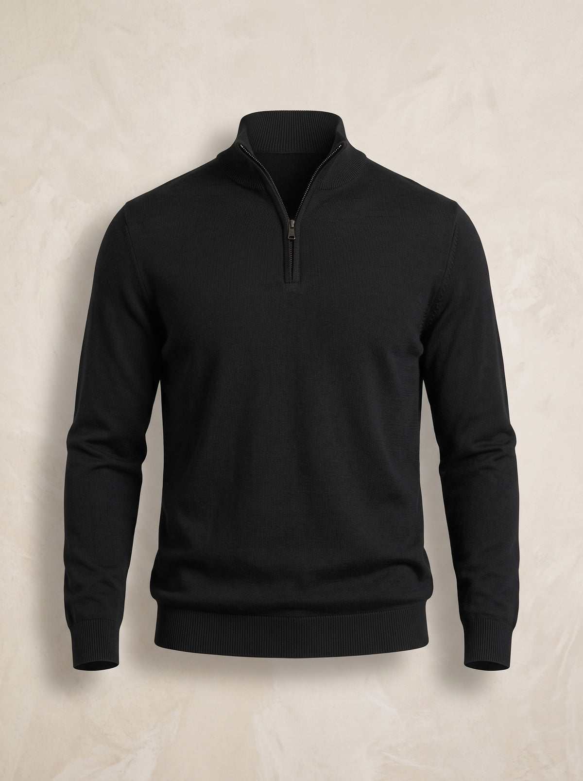 Preto | Suéter de tricô meio zíper Lipari preto – peça sozinha, foto de produto
