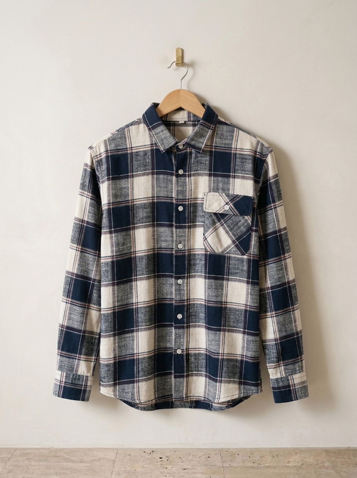 Azul | Camisa de flanela xadrez Lisboa azul – peça sozinha, foto de produto