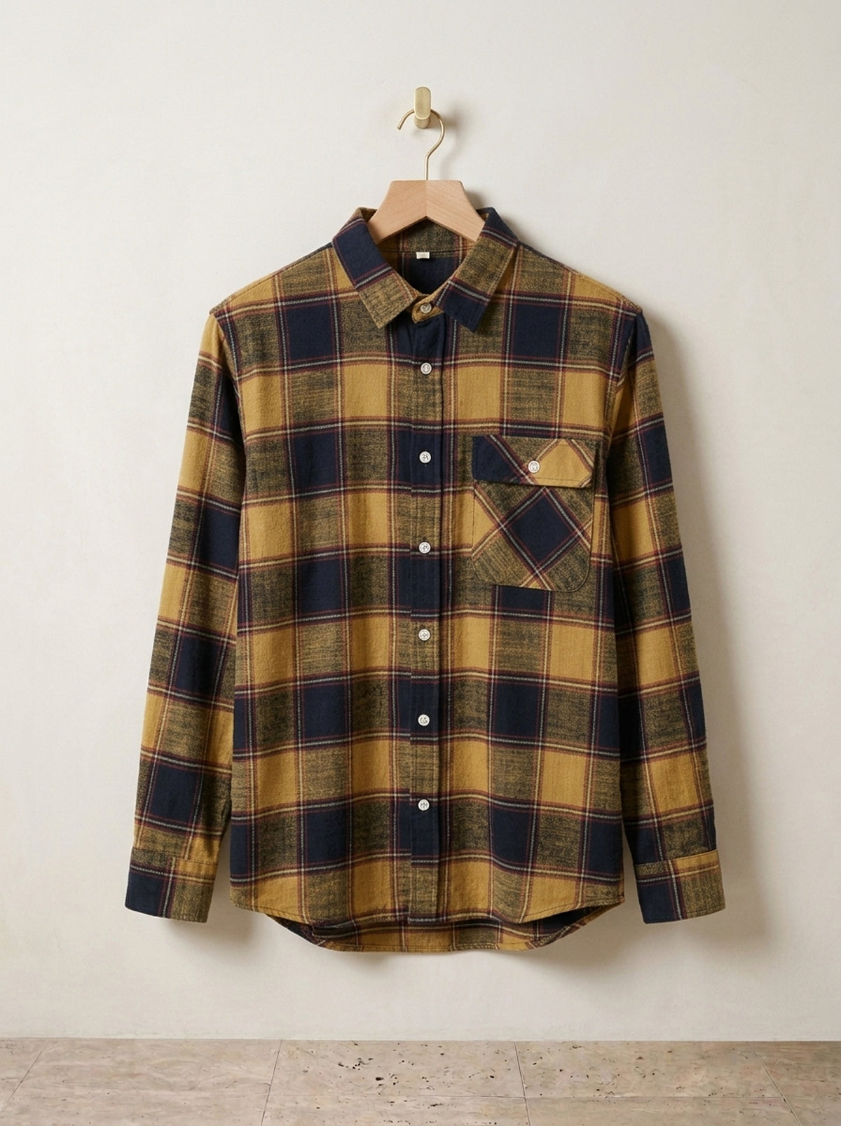 Caqui | Camisa de flanela xadrez Lisboa caqui – peça sozinha, foto de produto