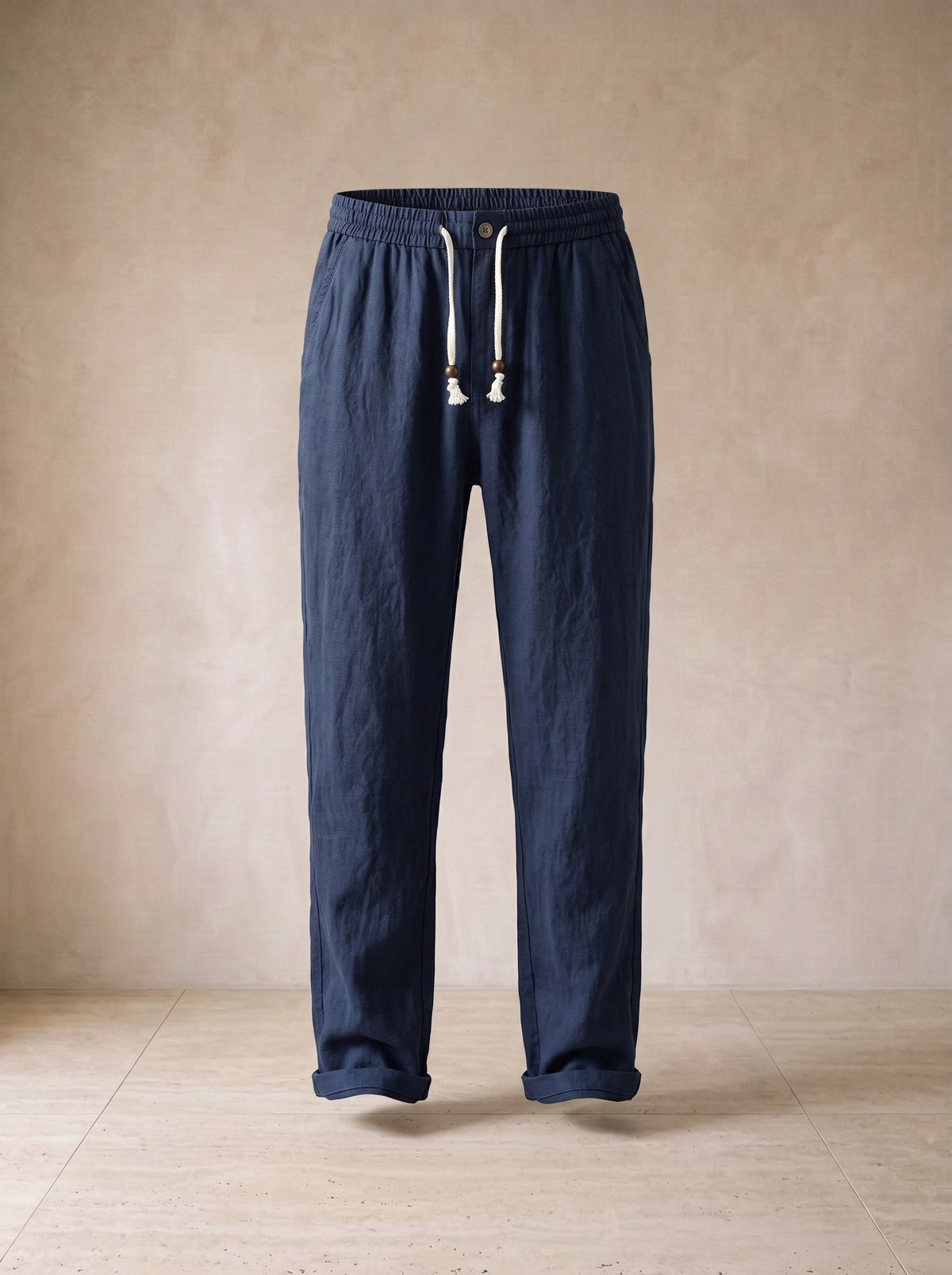 Azul-marinho | Calça de linho com cordão Liverpool azul-marinho – peça sozinha, foto de produto